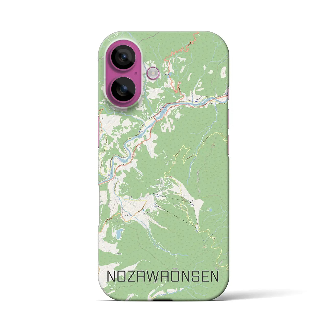 【野沢温泉(長野県)】地図柄iPhoneケース(バックカバータイプ)