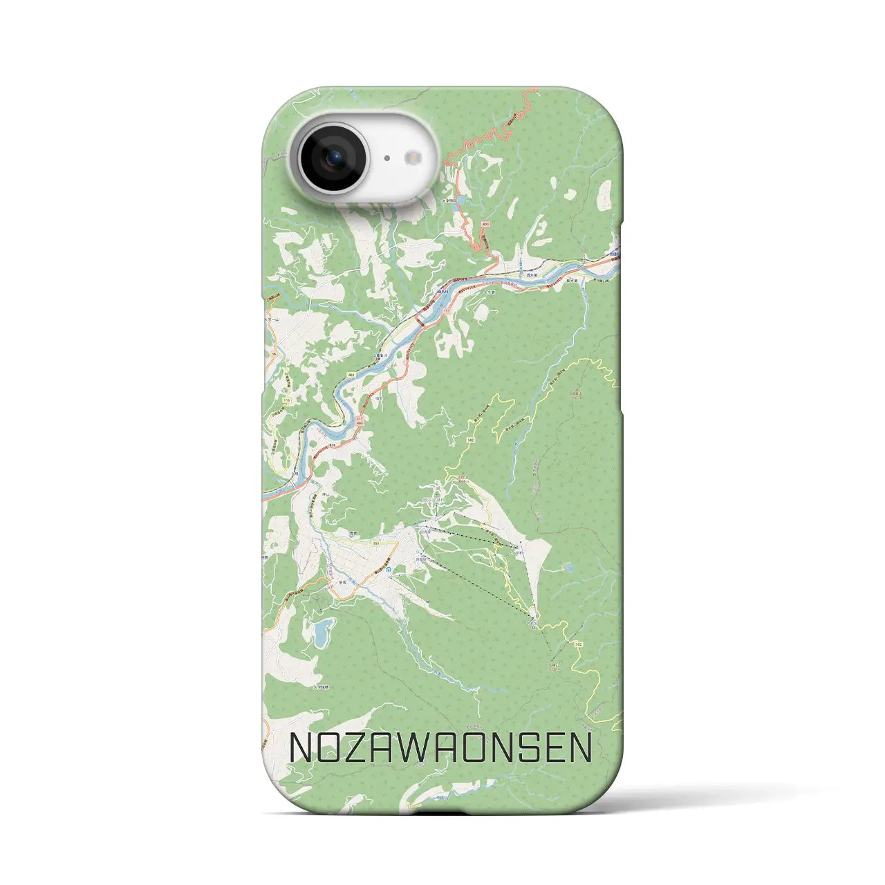 【野沢温泉(長野県)】地図柄iPhoneケース(バックカバータイプ)