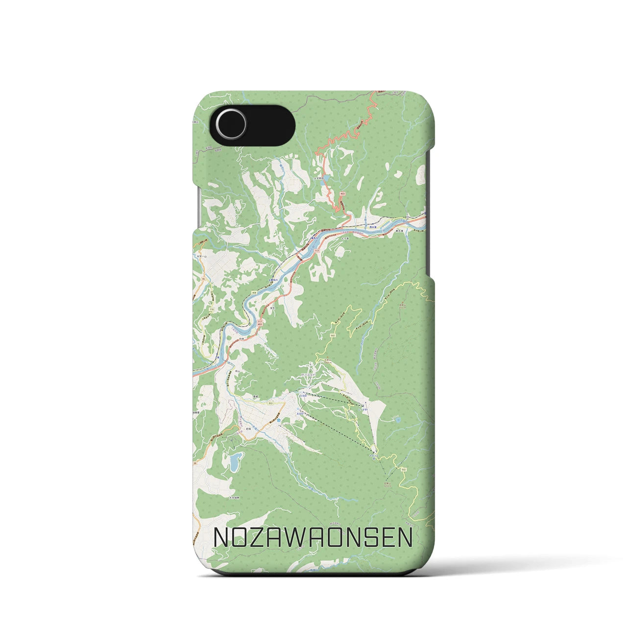 【野沢温泉(長野県)】地図柄iPhoneケース(バックカバータイプ)