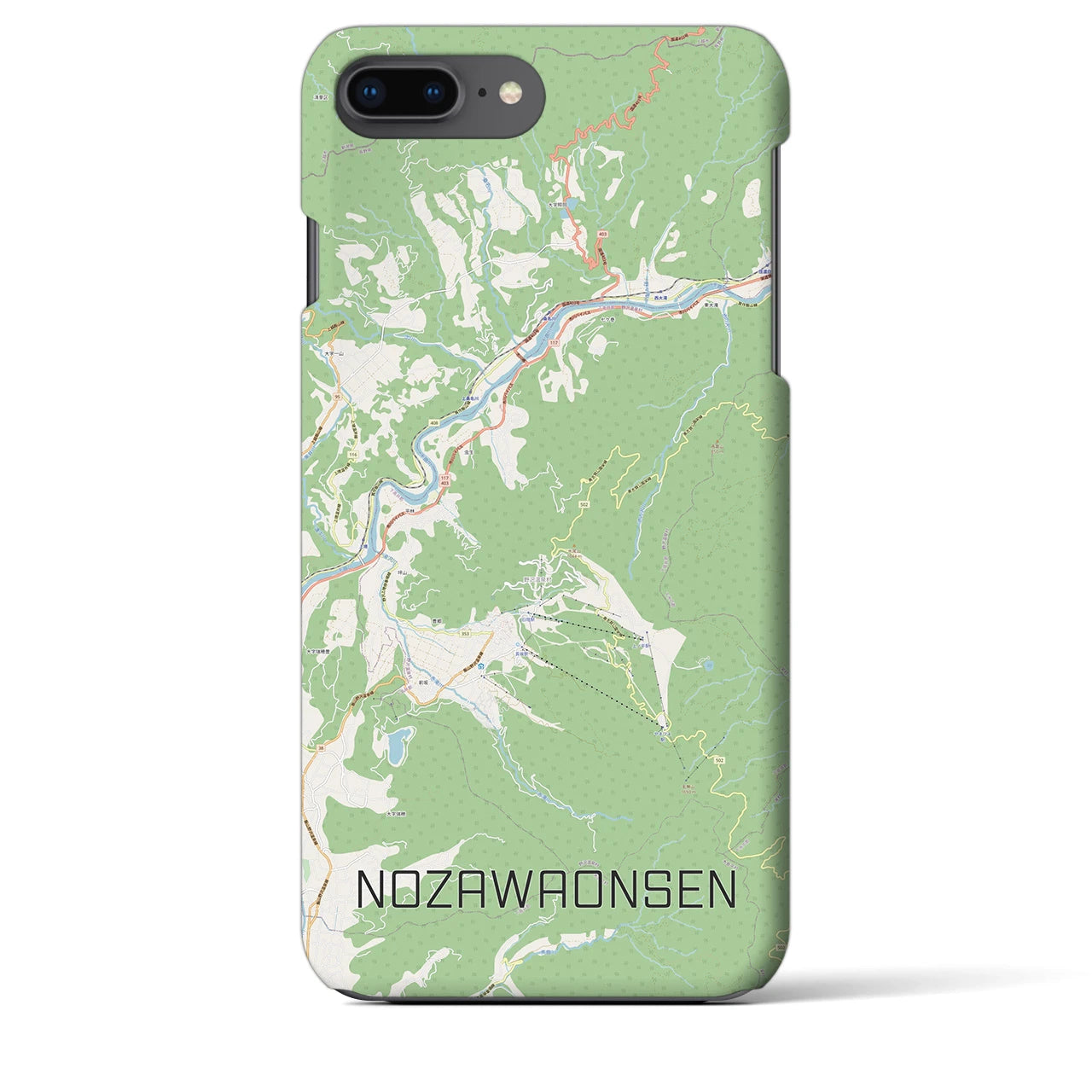 【野沢温泉(長野県)】地図柄iPhoneケース(バックカバータイプ)