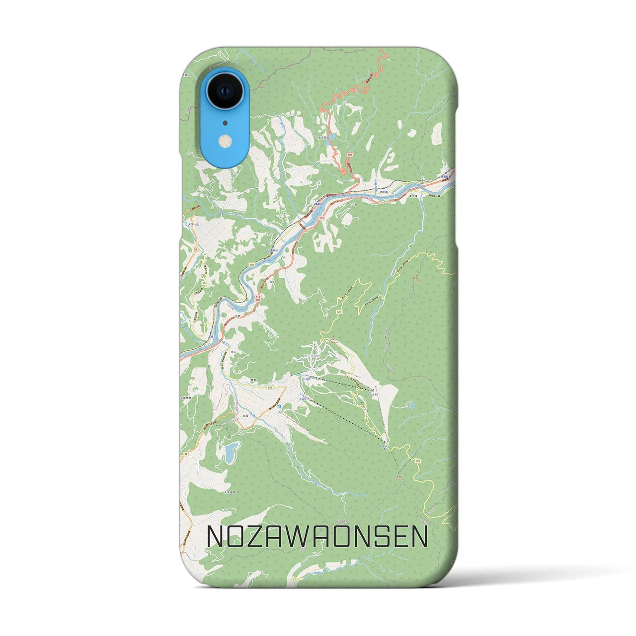 【野沢温泉(長野県)】地図柄iPhoneケース(バックカバータイプ)