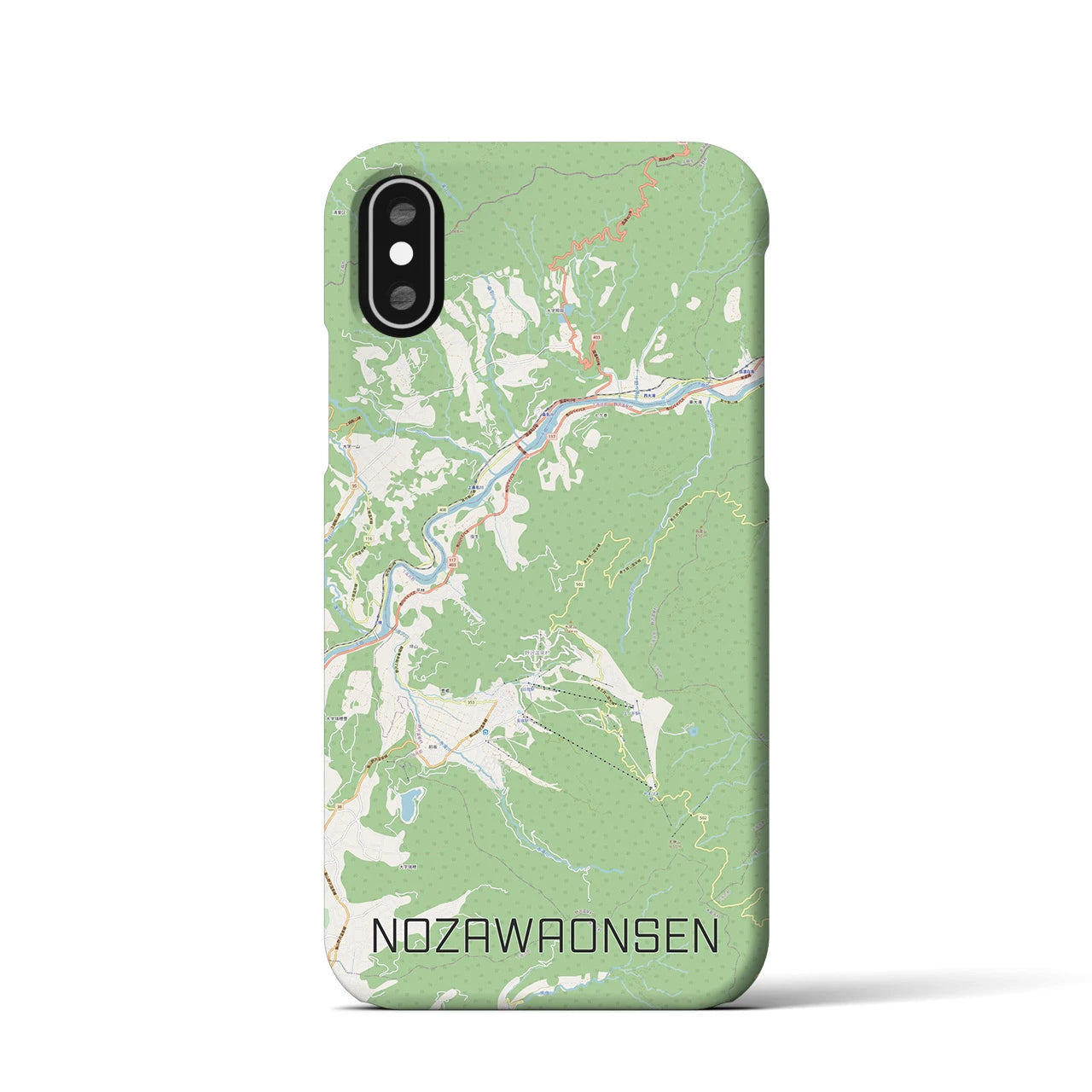【野沢温泉(長野県)】地図柄iPhoneケース(バックカバータイプ)