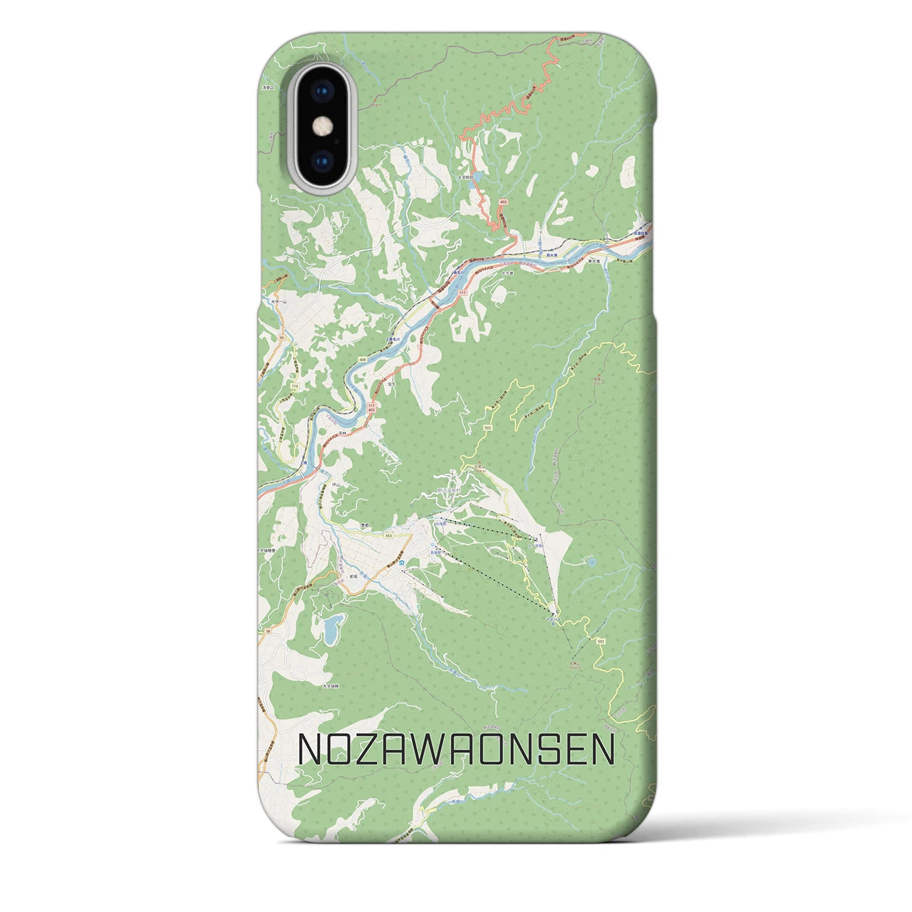 【野沢温泉(長野県)】地図柄iPhoneケース(バックカバータイプ)
