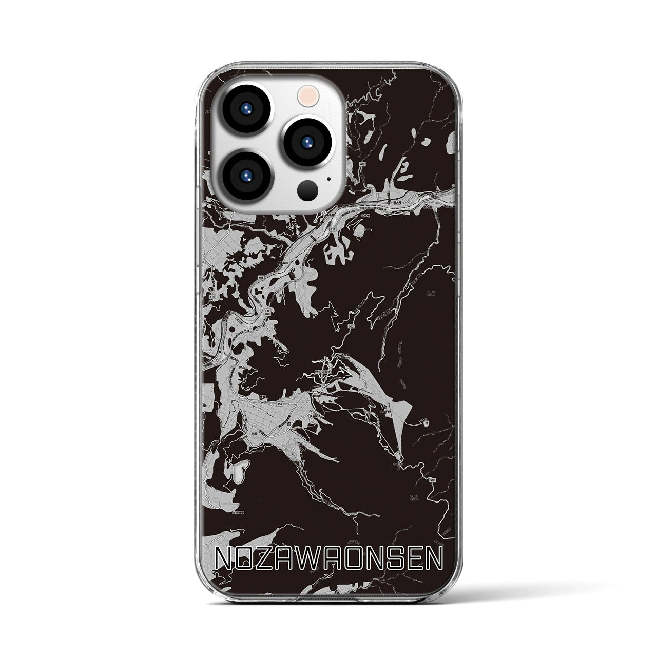 【野沢温泉(長野県)】地図柄iPhoneケース(クリアタイプ)