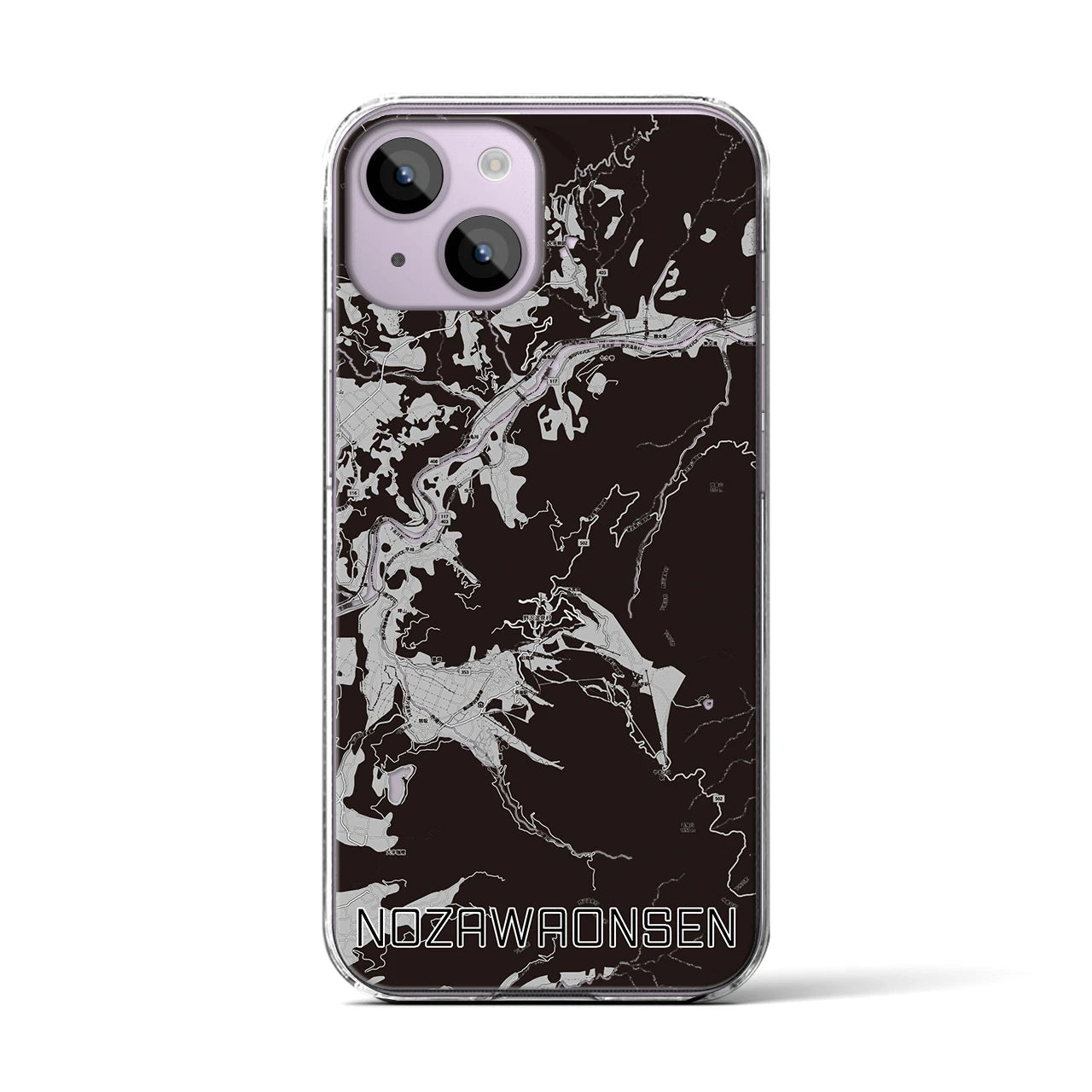 【野沢温泉(長野県)】地図柄iPhoneケース(クリアタイプ)