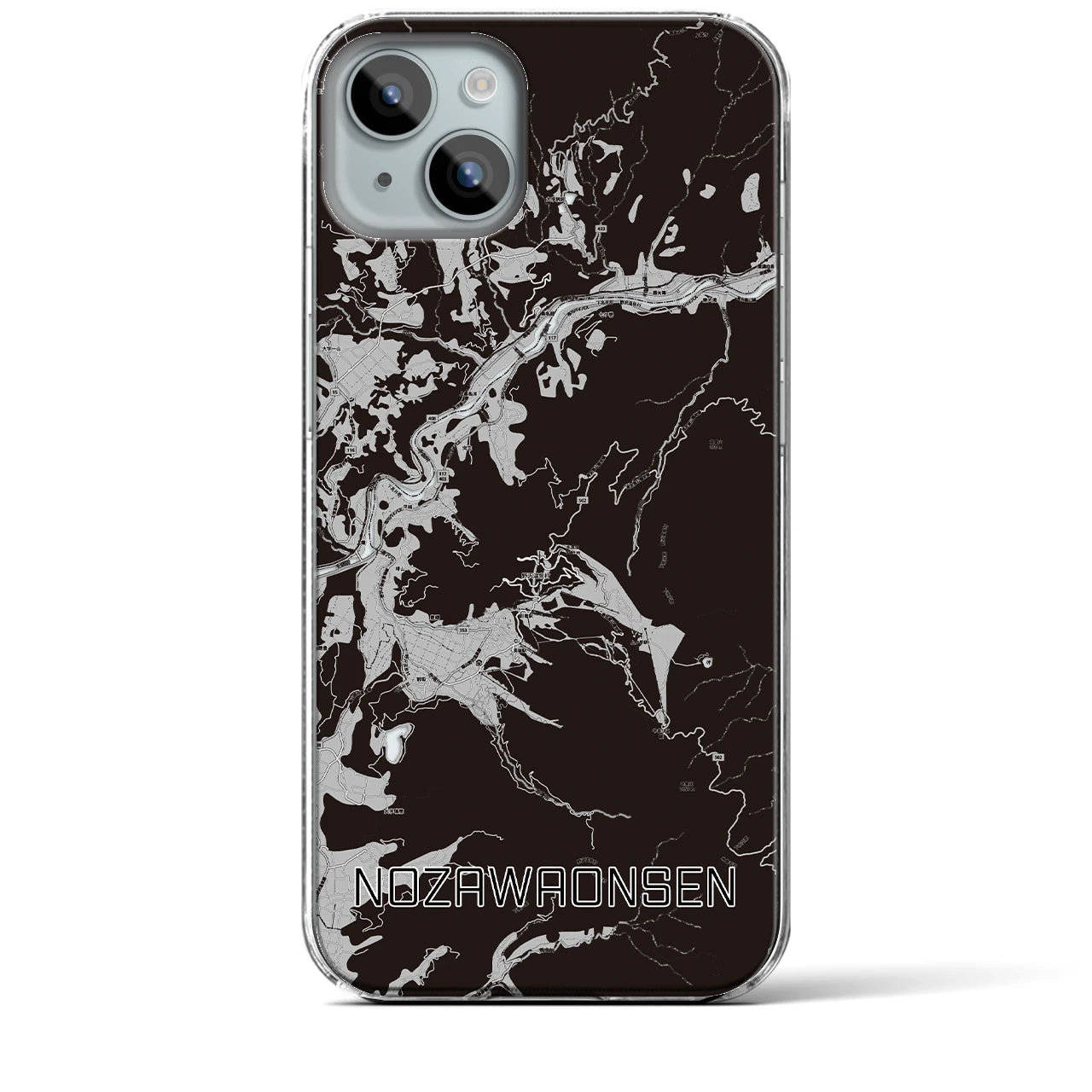 【野沢温泉(長野県)】地図柄iPhoneケース(クリアタイプ)