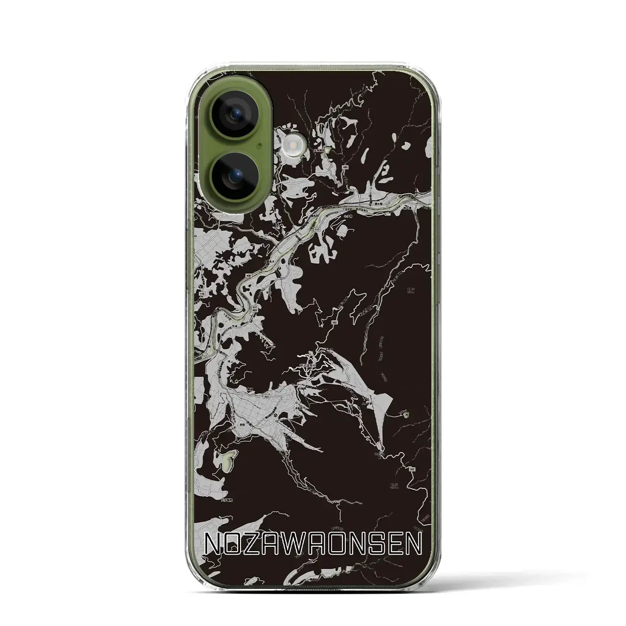 【野沢温泉(長野県)】地図柄iPhoneケース(クリアタイプ)モノトーン・iPhone 17 Pro Max 用