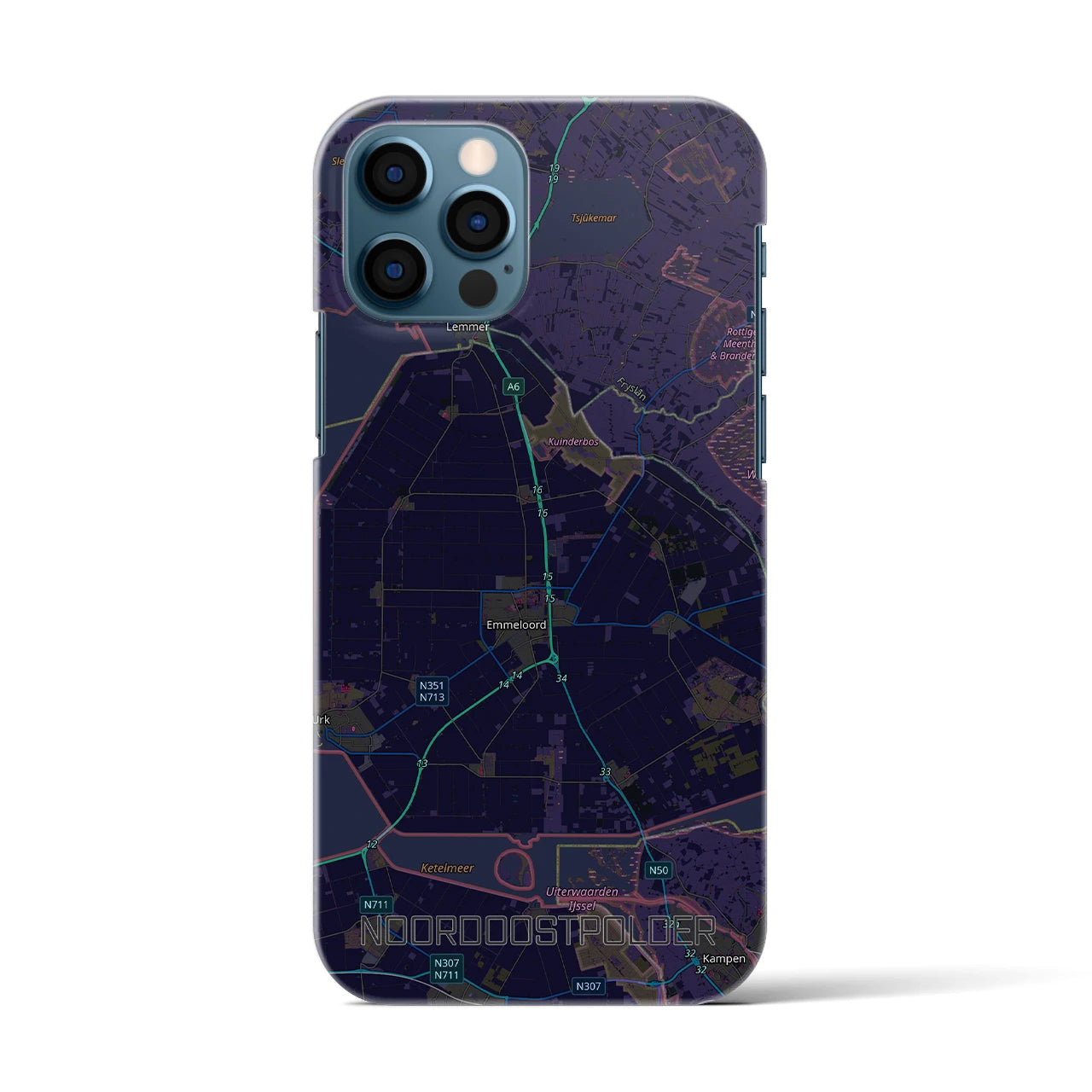 【北東ポルダー(オランダ)】地図柄iPhoneケース(バックカバータイプ)