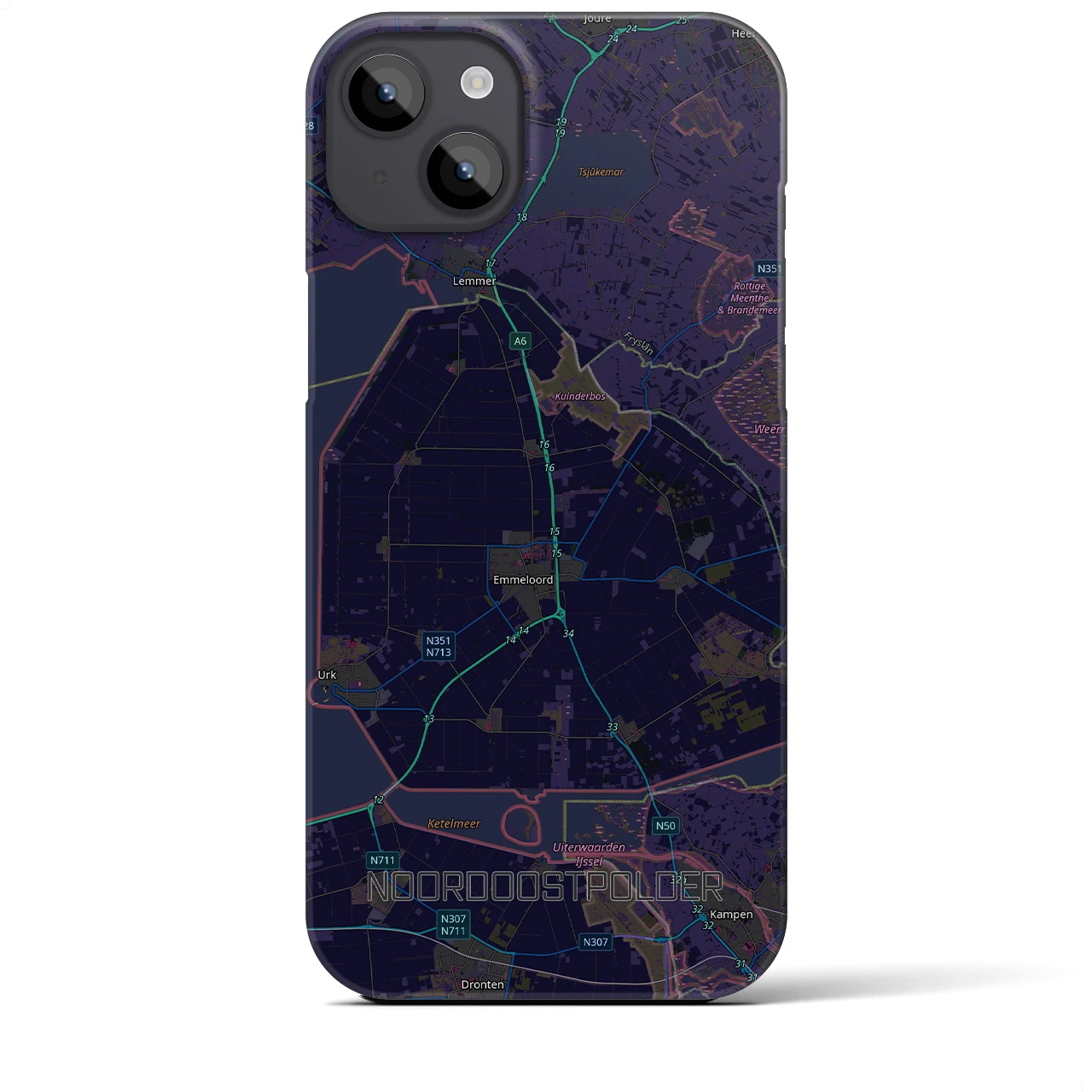 【北東ポルダー(オランダ)】地図柄iPhoneケース(バックカバータイプ)