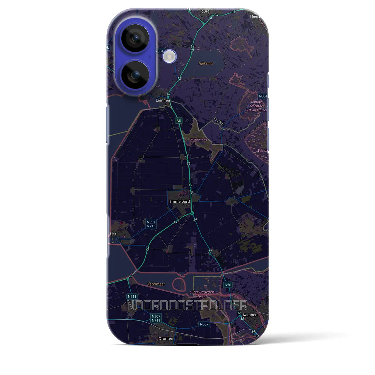 【北東ポルダー(オランダ)】地図柄iPhoneケース(バックカバータイプ)