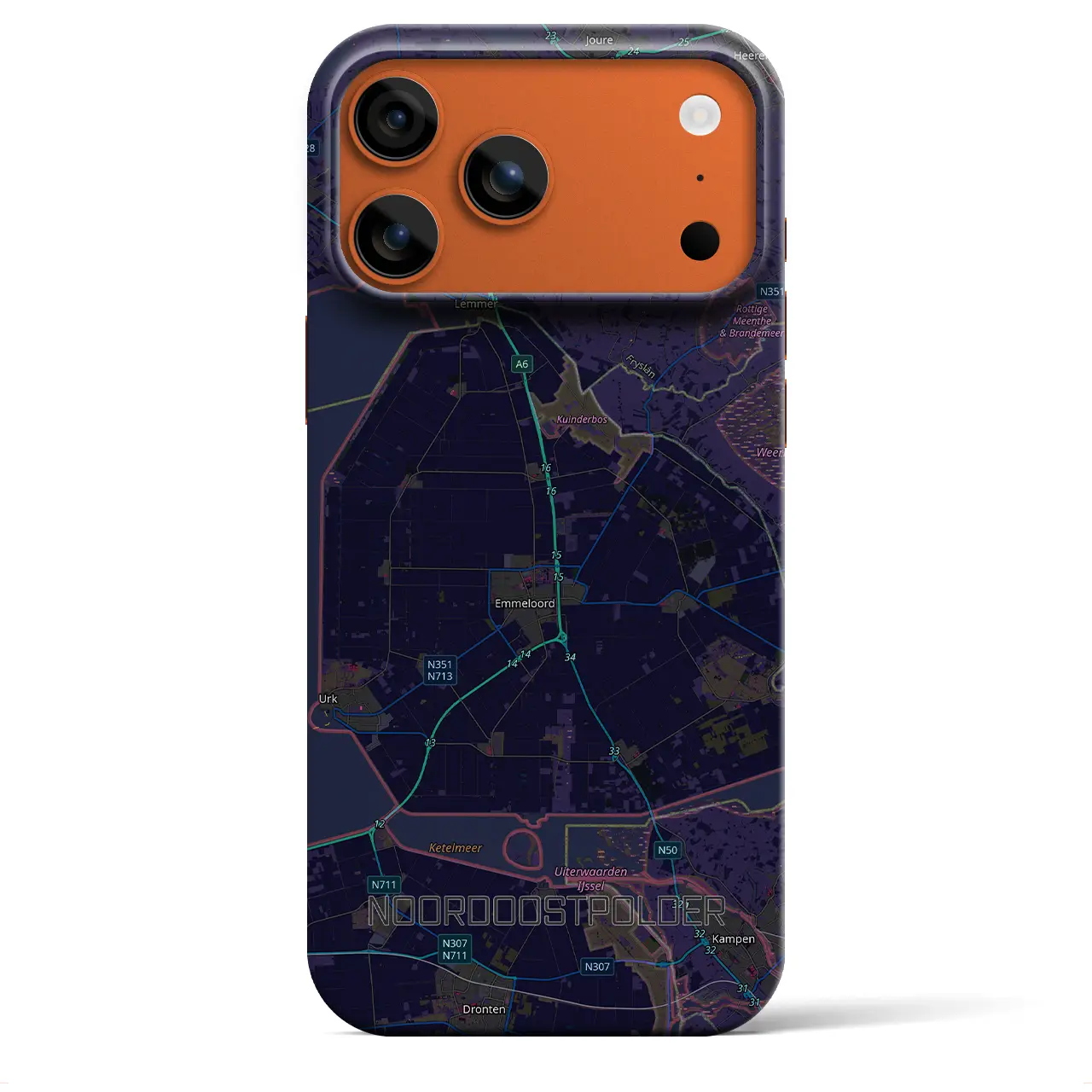 【北東ポルダー(オランダ)】地図柄iPhoneケース(バックカバータイプ)