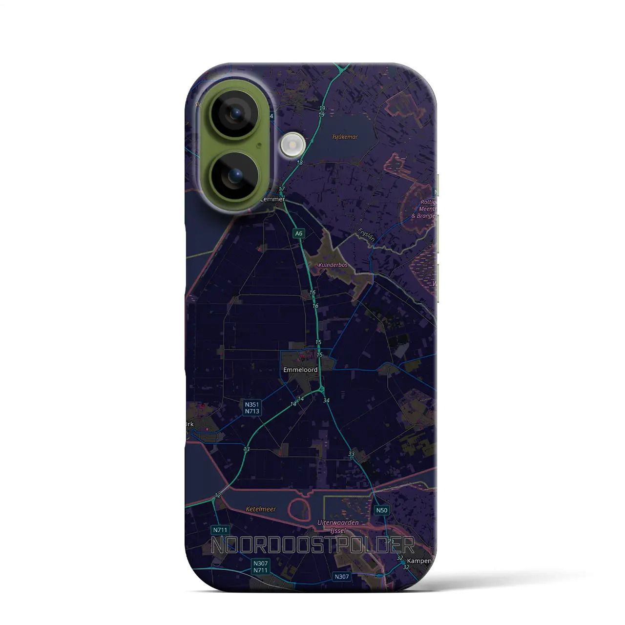 【北東ポルダー(オランダ)】地図柄iPhoneケース(バックカバータイプ)