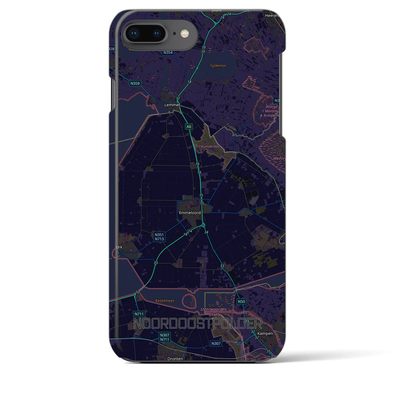 【北東ポルダー(オランダ)】地図柄iPhoneケース(バックカバータイプ)