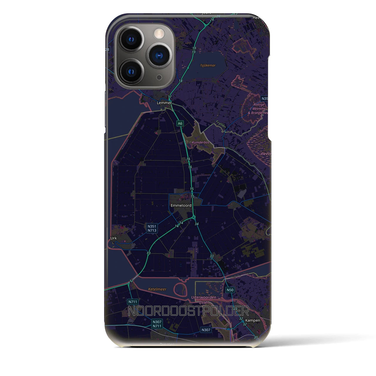 【北東ポルダー(オランダ)】地図柄iPhoneケース(バックカバータイプ)