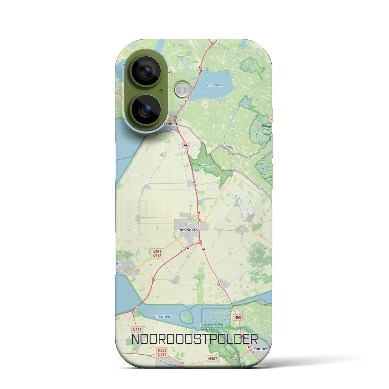 【北東ポルダー(オランダ)】地図柄iPhoneケース(バックカバータイプ)