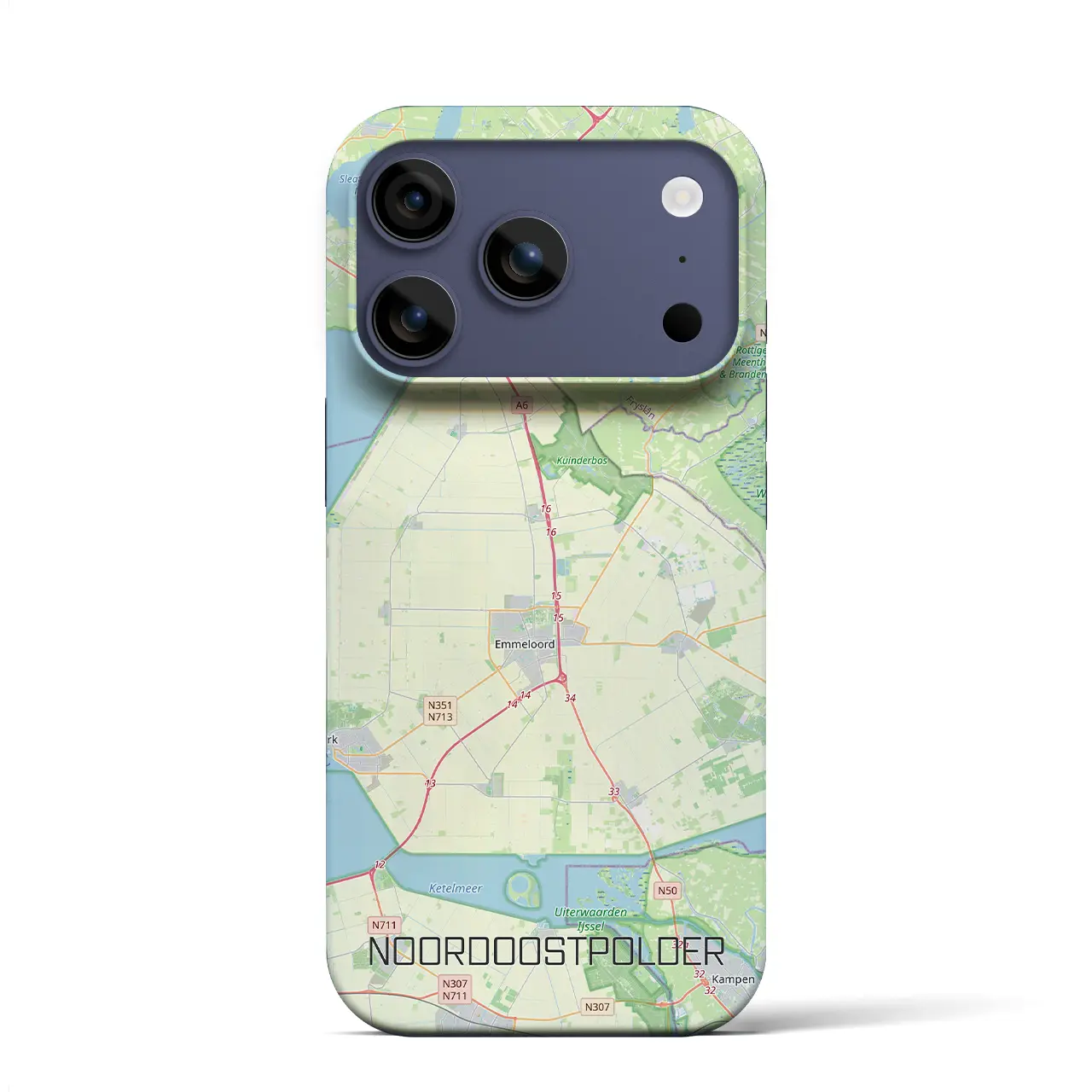 【北東ポルダー(オランダ)】地図柄iPhoneケース(バックカバータイプ)