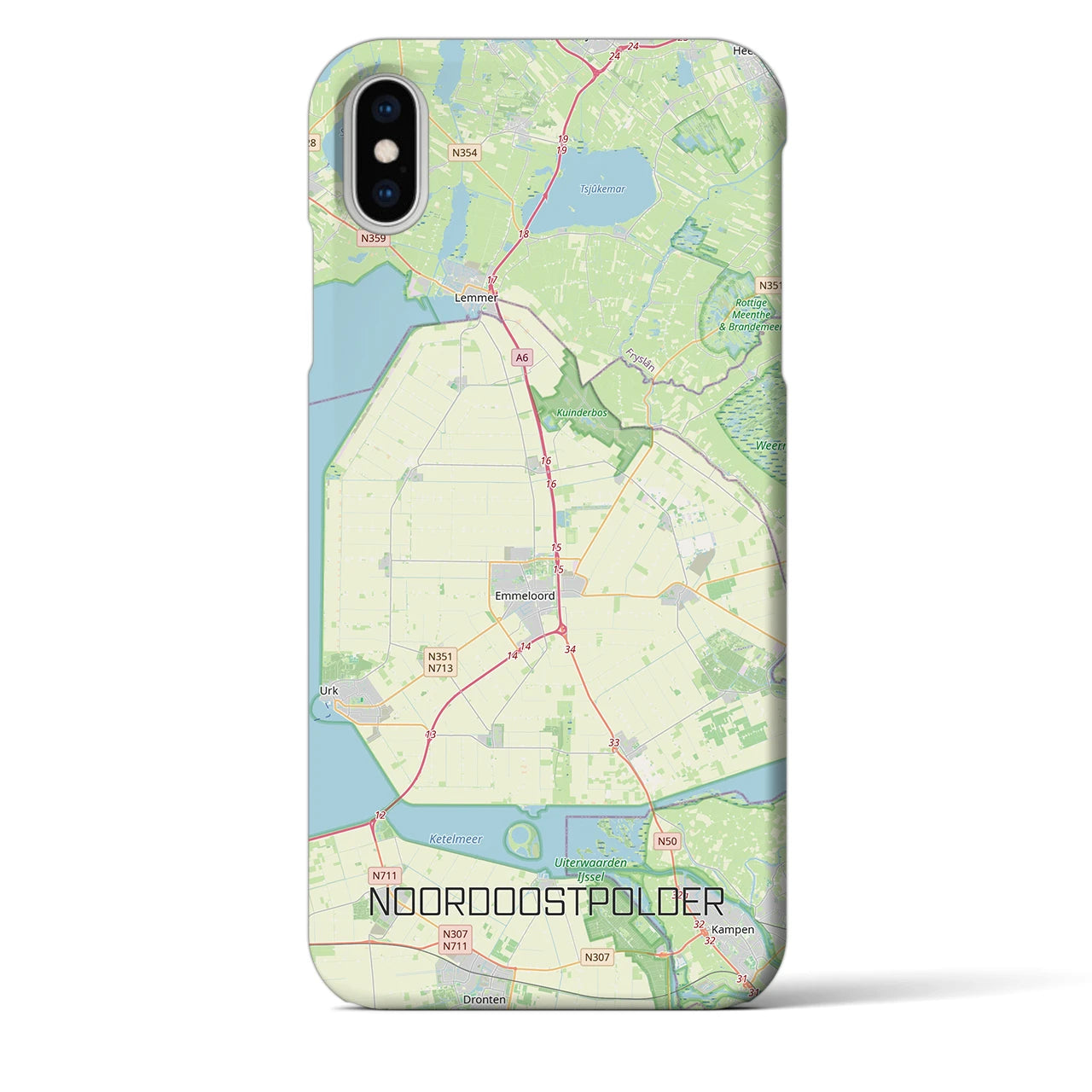 【北東ポルダー(オランダ)】地図柄iPhoneケース(バックカバータイプ)