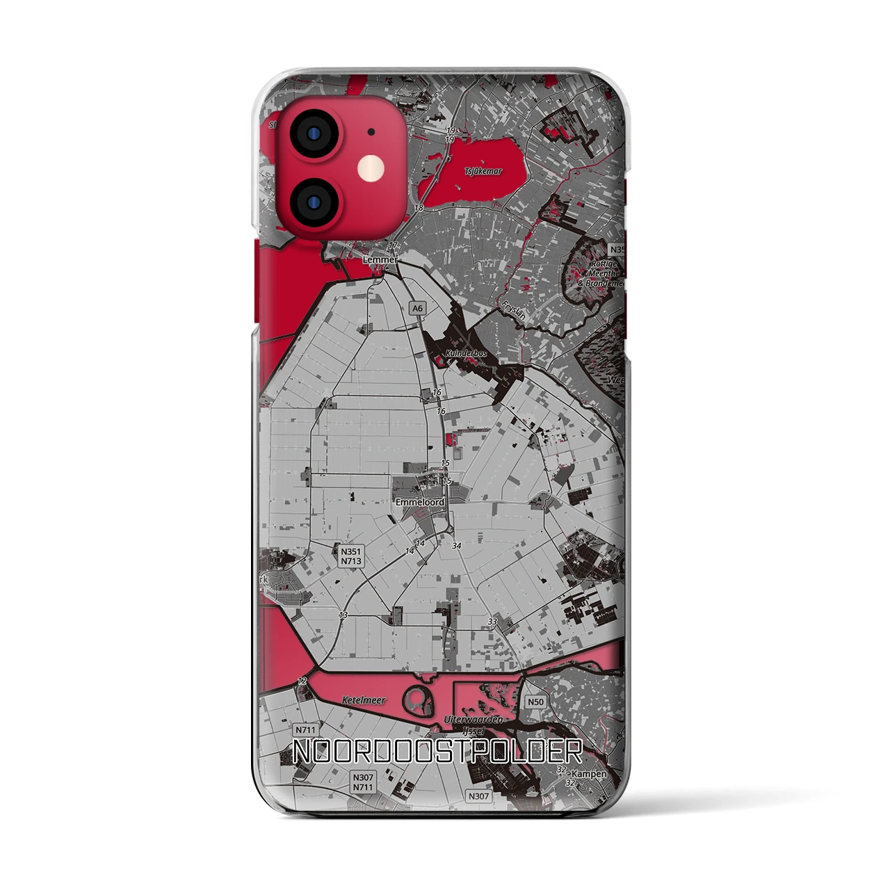 【北東ポルダー(オランダ)】地図柄iPhoneケース(クリアタイプ)