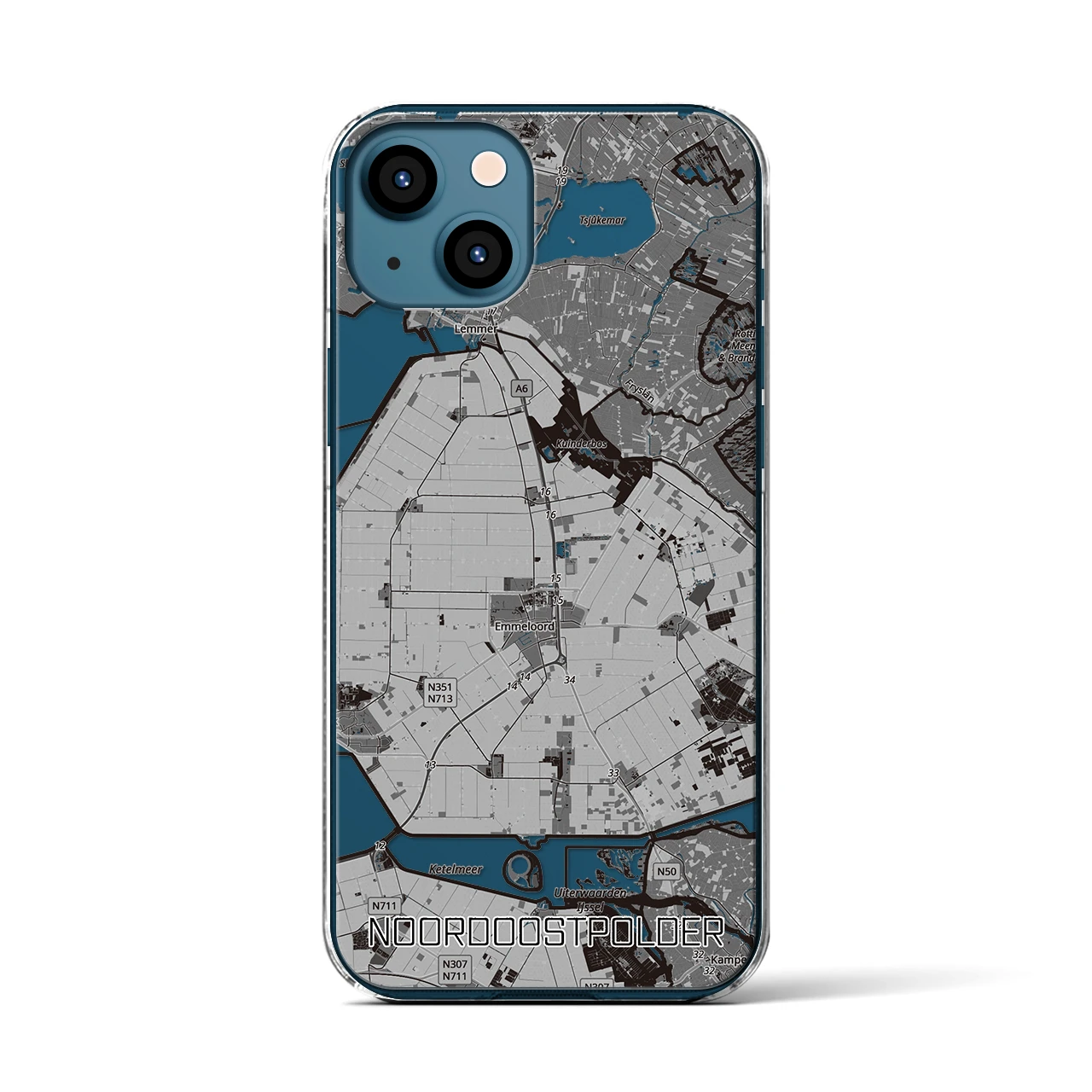 【北東ポルダー(オランダ)】地図柄iPhoneケース(クリアタイプ)