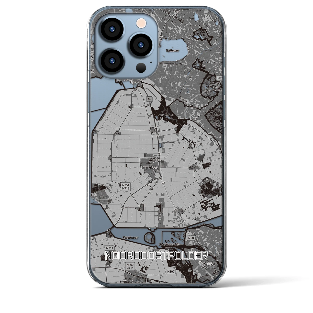 【北東ポルダー(オランダ)】地図柄iPhoneケース(クリアタイプ)