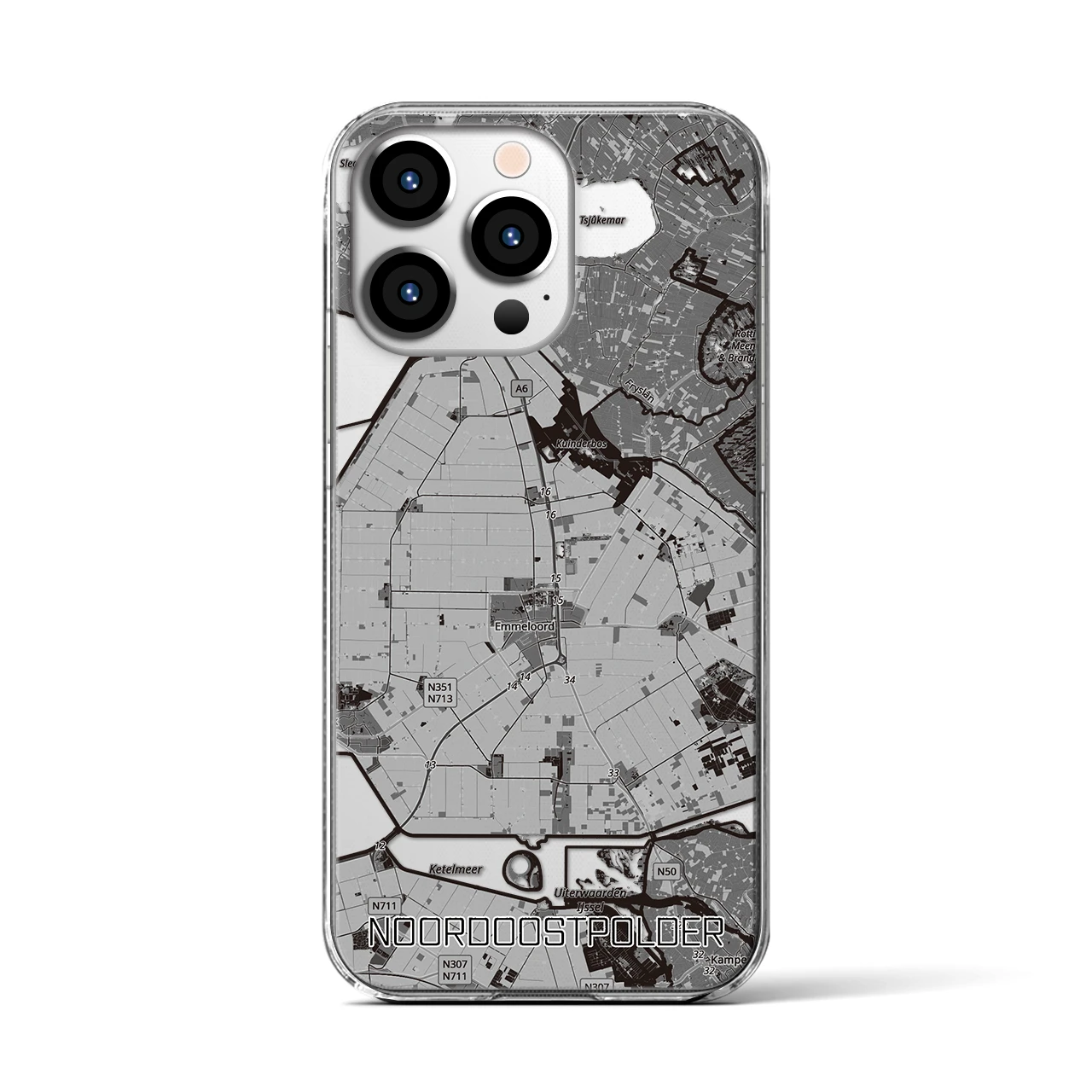 【北東ポルダー(オランダ)】地図柄iPhoneケース(クリアタイプ)