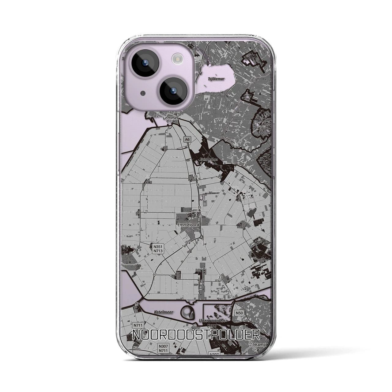 【北東ポルダー(オランダ)】地図柄iPhoneケース(クリアタイプ)