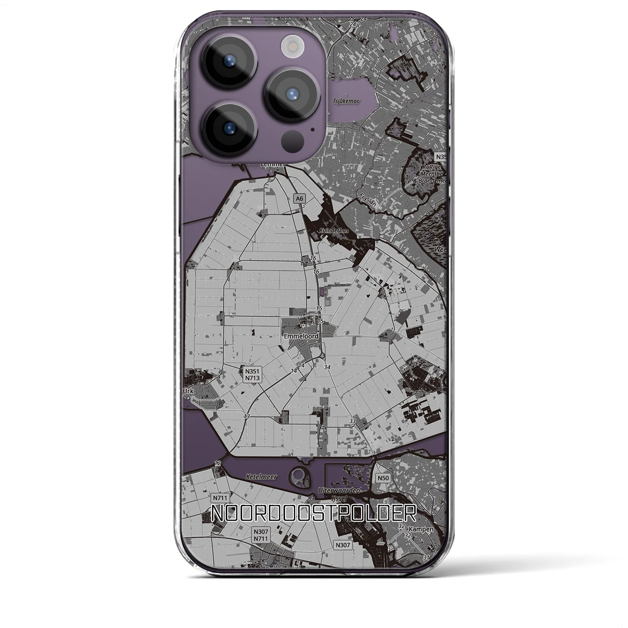 【北東ポルダー(オランダ)】地図柄iPhoneケース(クリアタイプ)