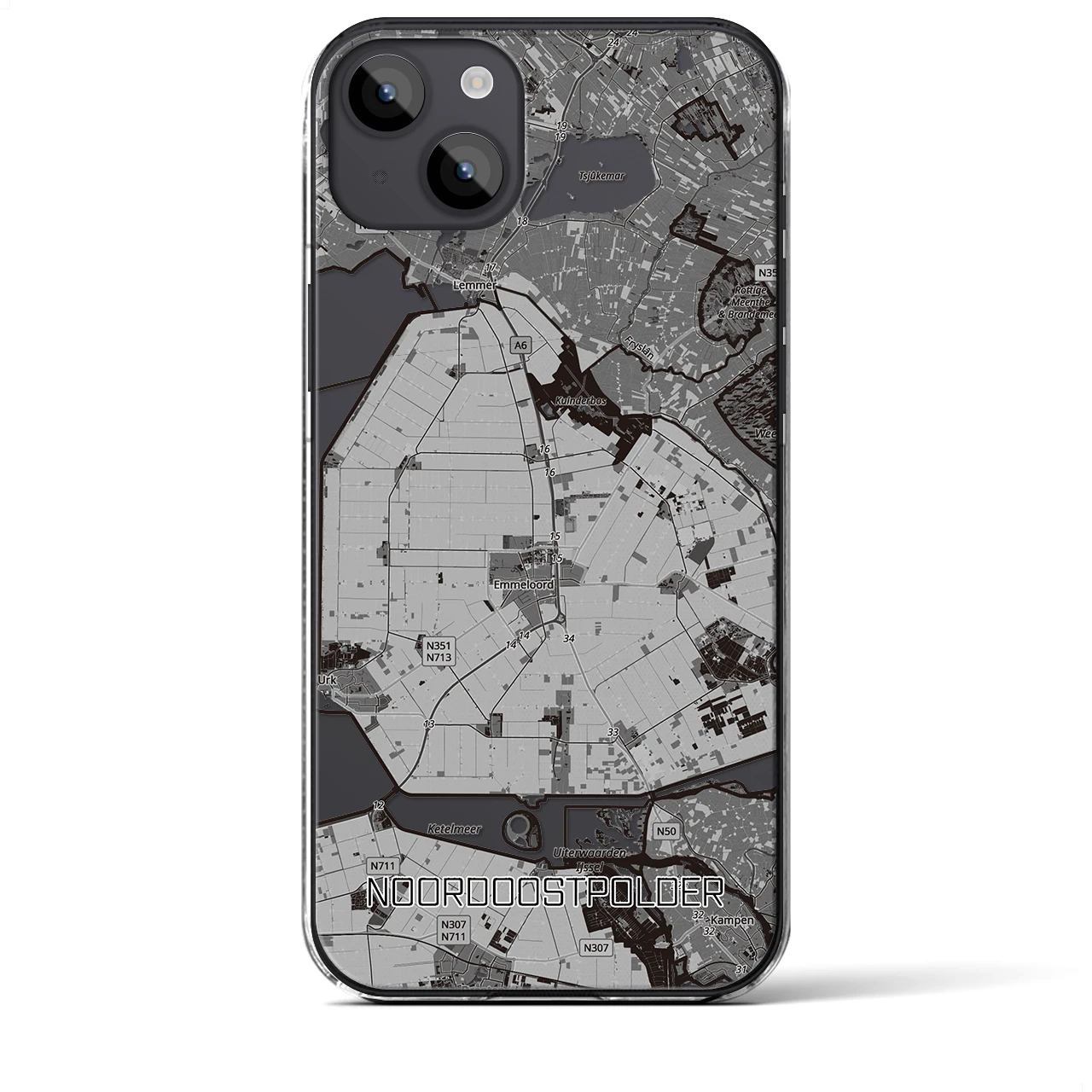 【北東ポルダー(オランダ)】地図柄iPhoneケース(クリアタイプ)