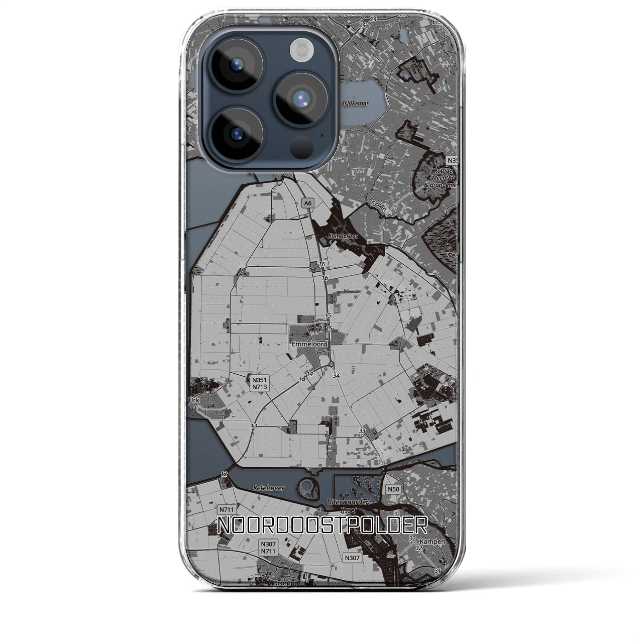 【北東ポルダー(オランダ)】地図柄iPhoneケース(クリアタイプ)
