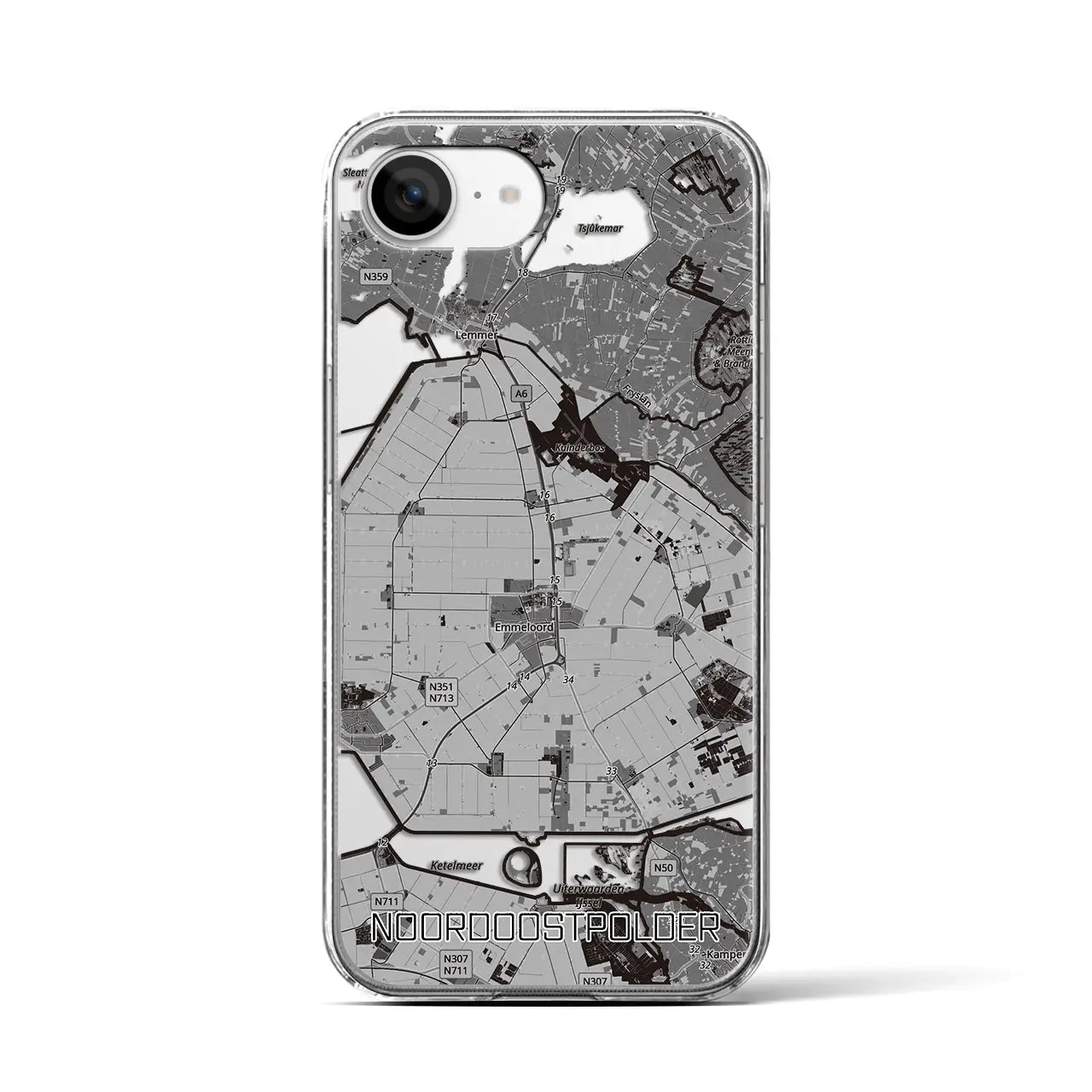 【北東ポルダー(オランダ)】地図柄iPhoneケース(クリアタイプ)