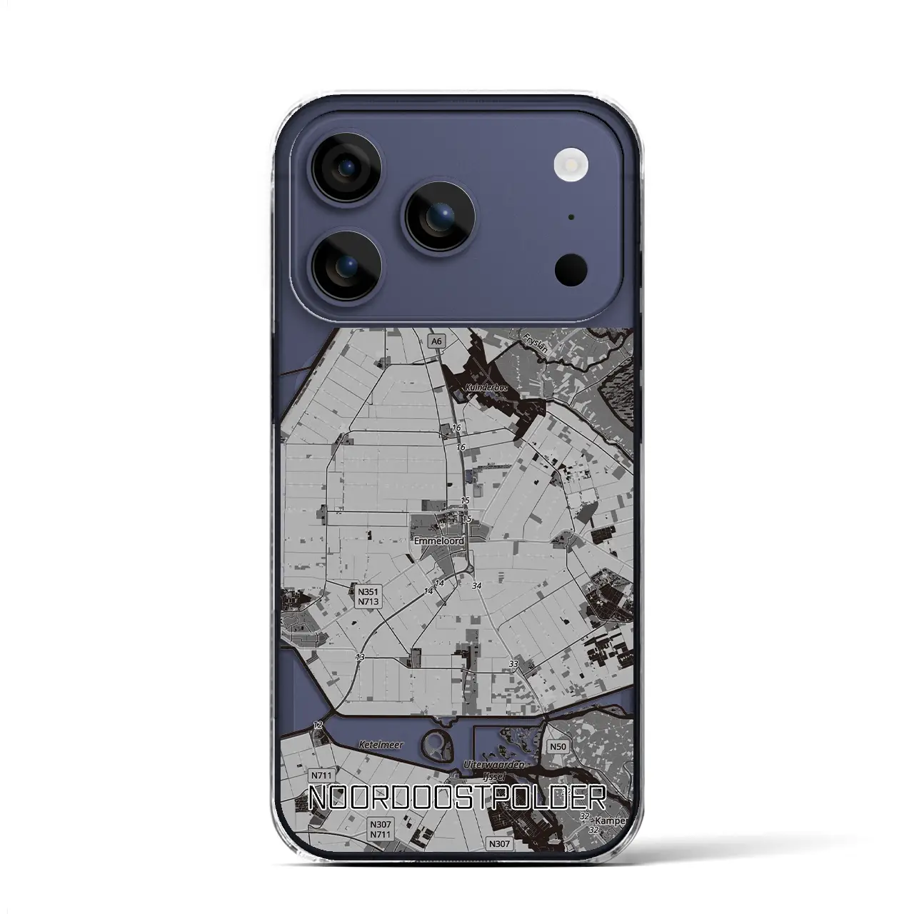 【北東ポルダー(オランダ)】地図柄iPhoneケース(クリアタイプ)