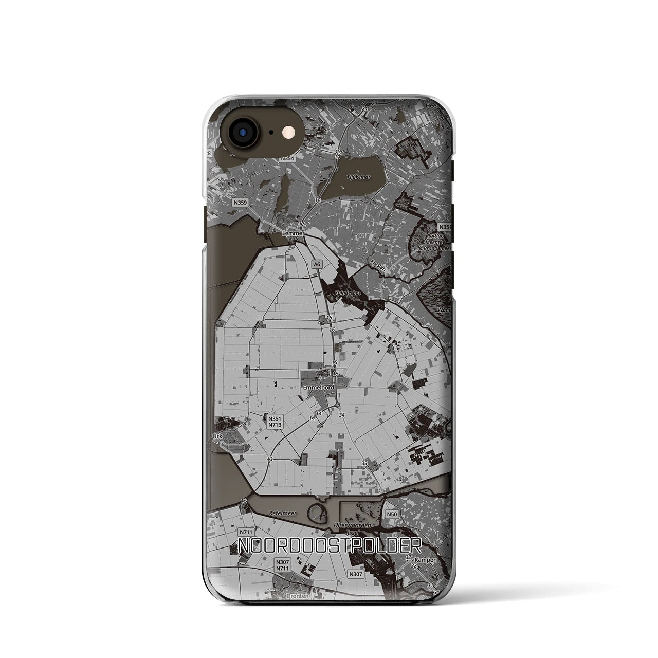 【北東ポルダー(オランダ)】地図柄iPhoneケース(クリアタイプ)