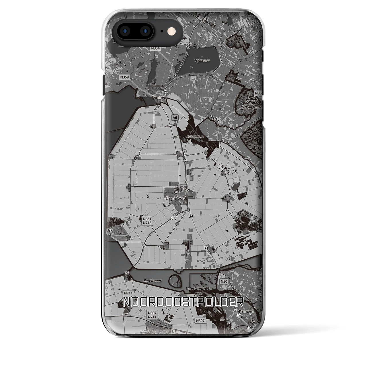 【北東ポルダー(オランダ)】地図柄iPhoneケース(クリアタイプ)