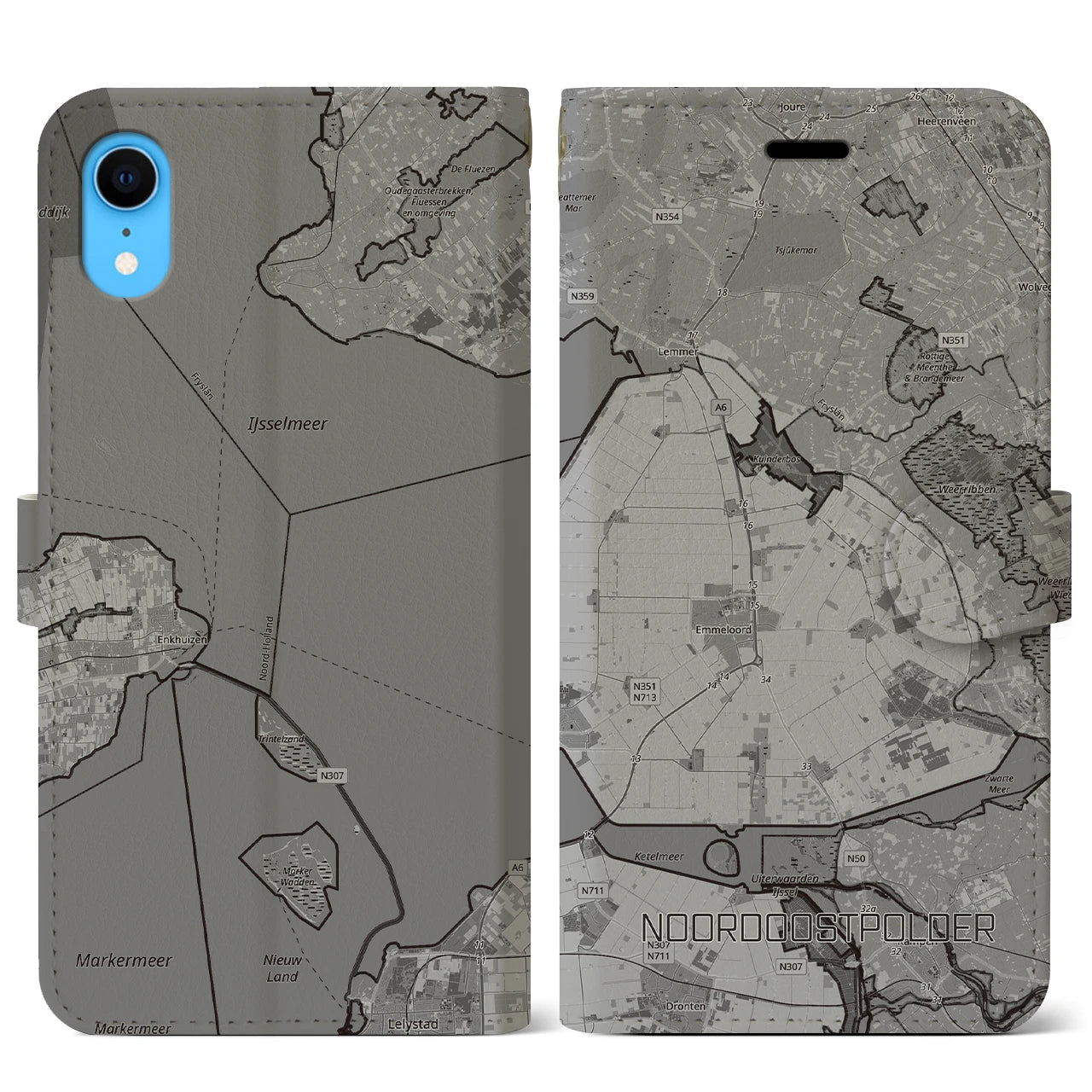 【北東ポルダー(オランダ)】地図柄iPhoneケース(手帳タイプ)