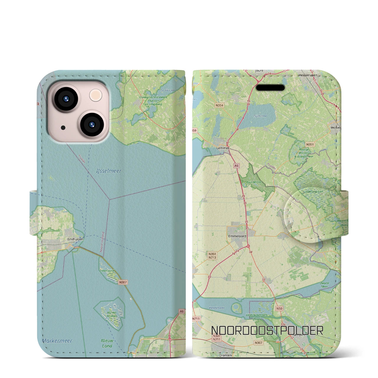 【北東ポルダー(オランダ)】地図柄iPhoneケース(手帳タイプ)