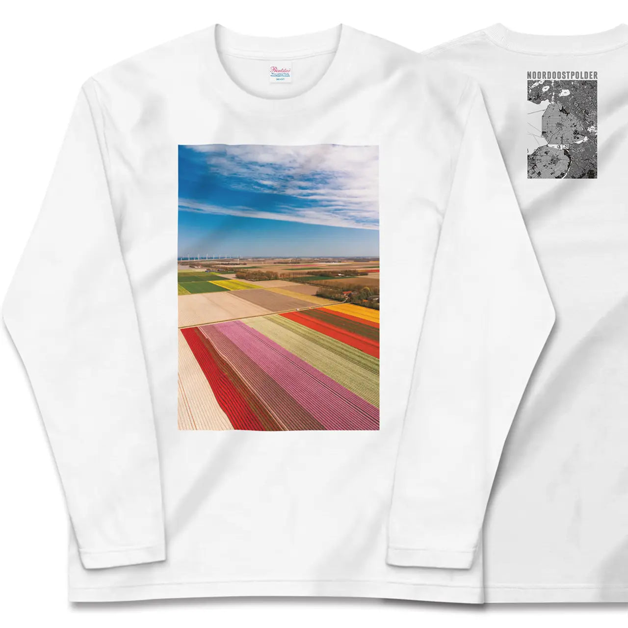 【北東ポルダー(オランダ)】Map World ロングスリーブTシャツ