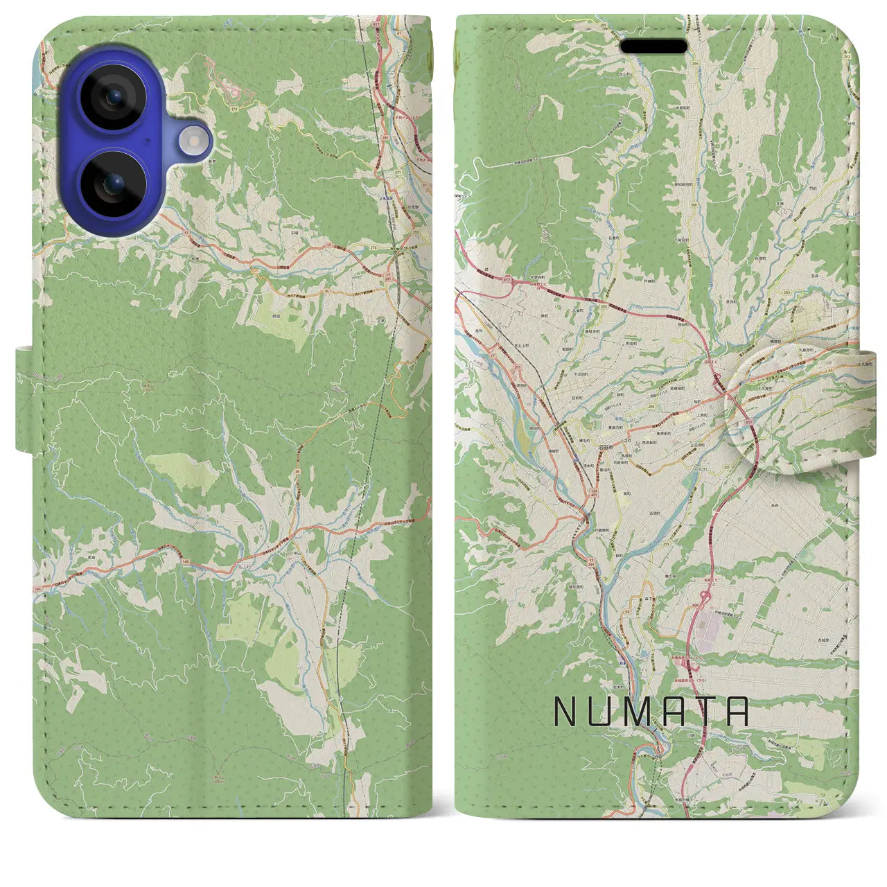 【沼田(群馬県)】地図柄iPhoneケース(手帳タイプ)ナチュラル・iPhone 16 Pro Max 用