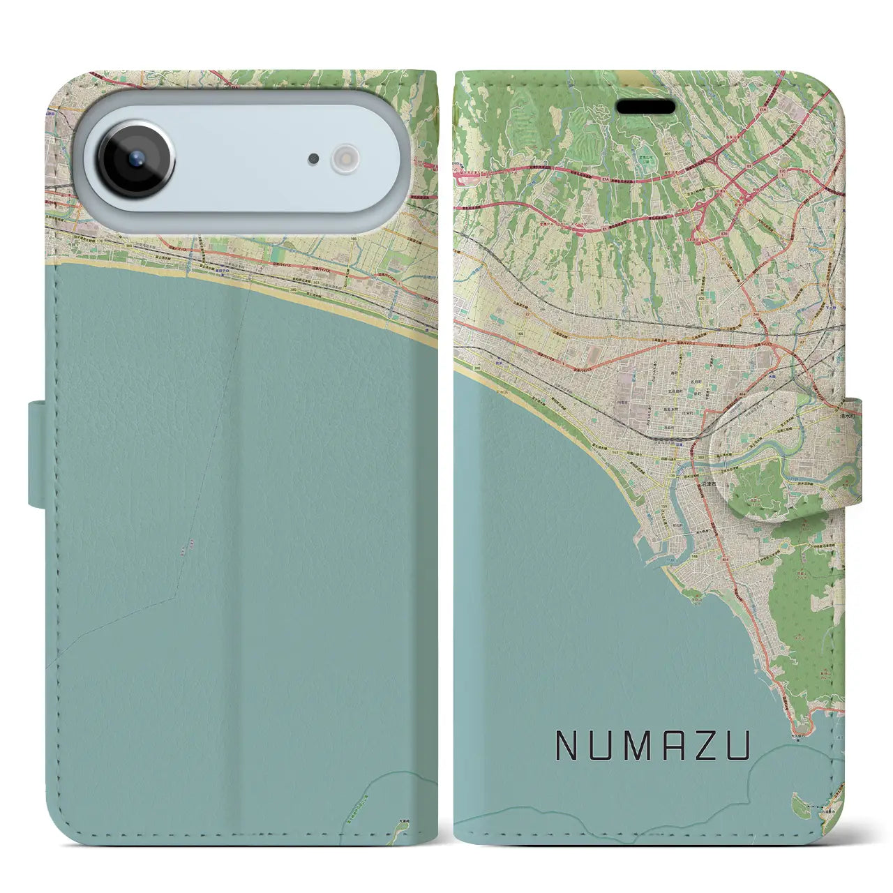 【沼津(静岡県)】地図柄iPhoneケース(手帳タイプ)モノトーン・iPhone 17 Pro Max 用