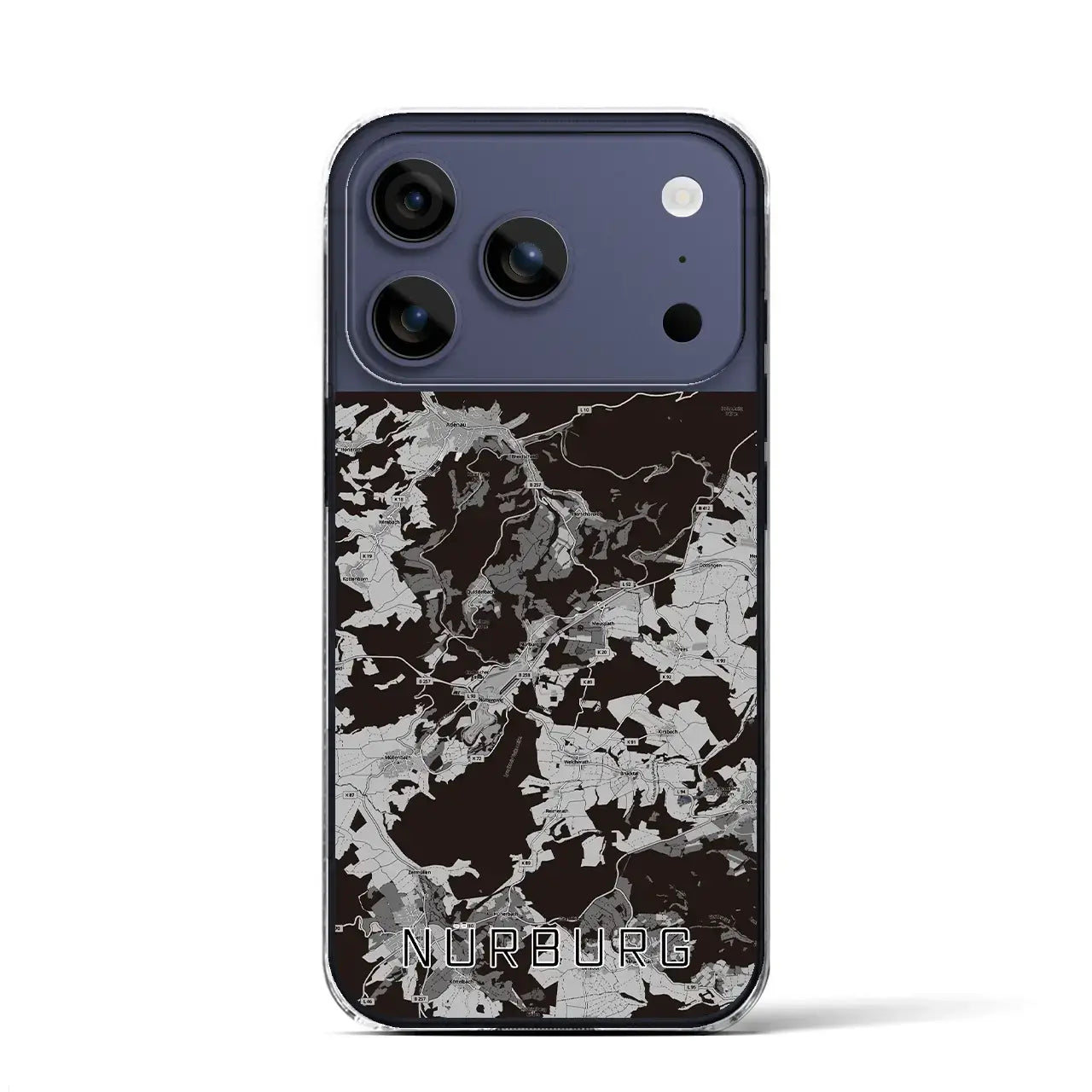 【ニュルブルク(ドイツ)】地図柄iPhoneケース(クリアタイプ)モノトーン・iPhone 17 Pro Max 用