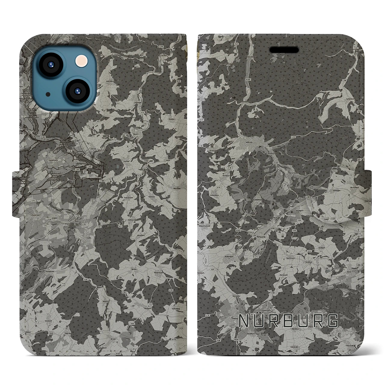 【ニュルブルク(ドイツ)】地図柄iPhoneケース(手帳タイプ)