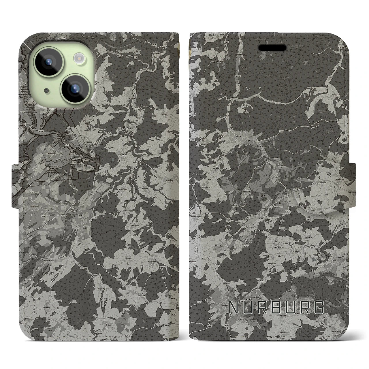 【ニュルブルク(ドイツ)】地図柄iPhoneケース(手帳タイプ)