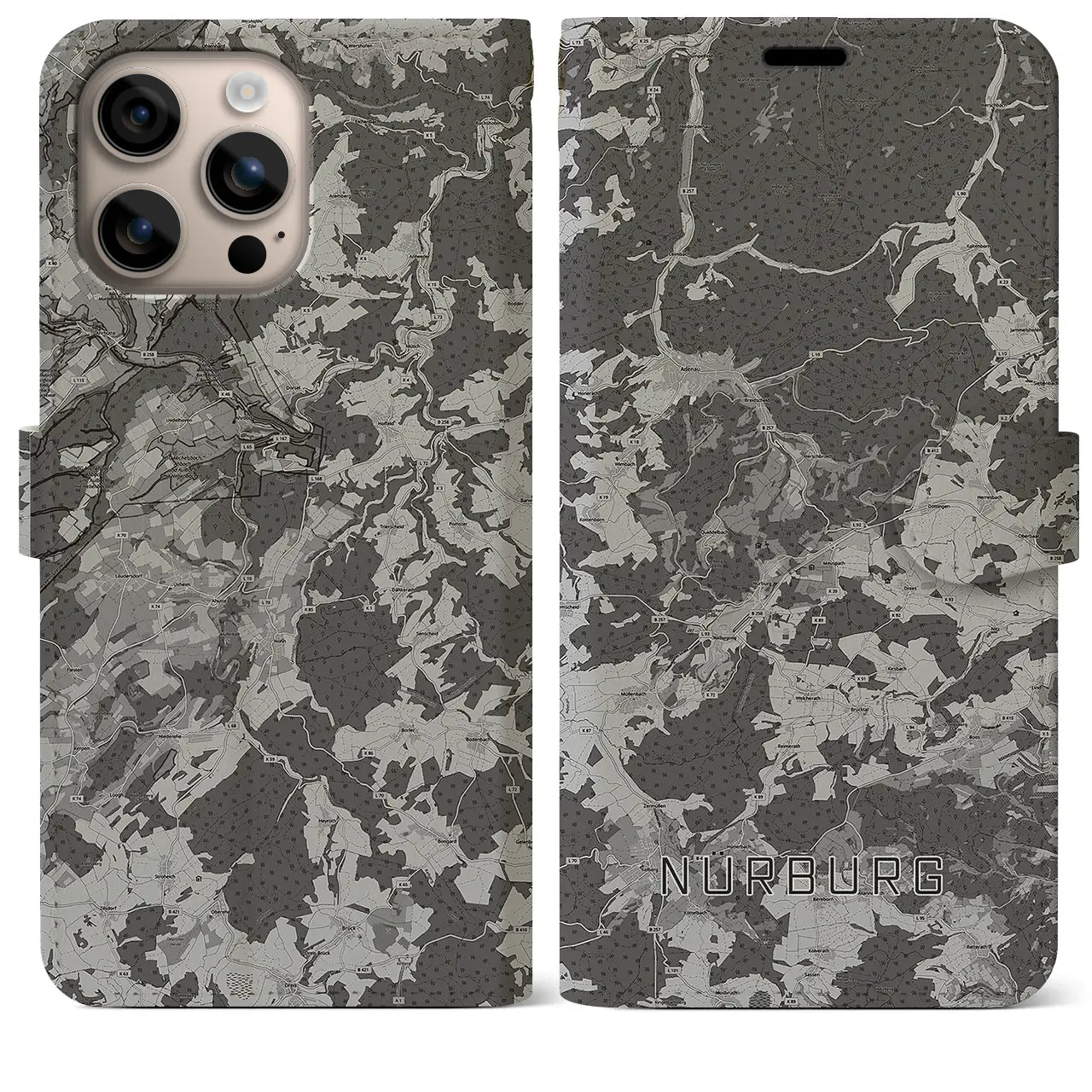 【ニュルブルク(ドイツ)】地図柄iPhoneケース(手帳タイプ)