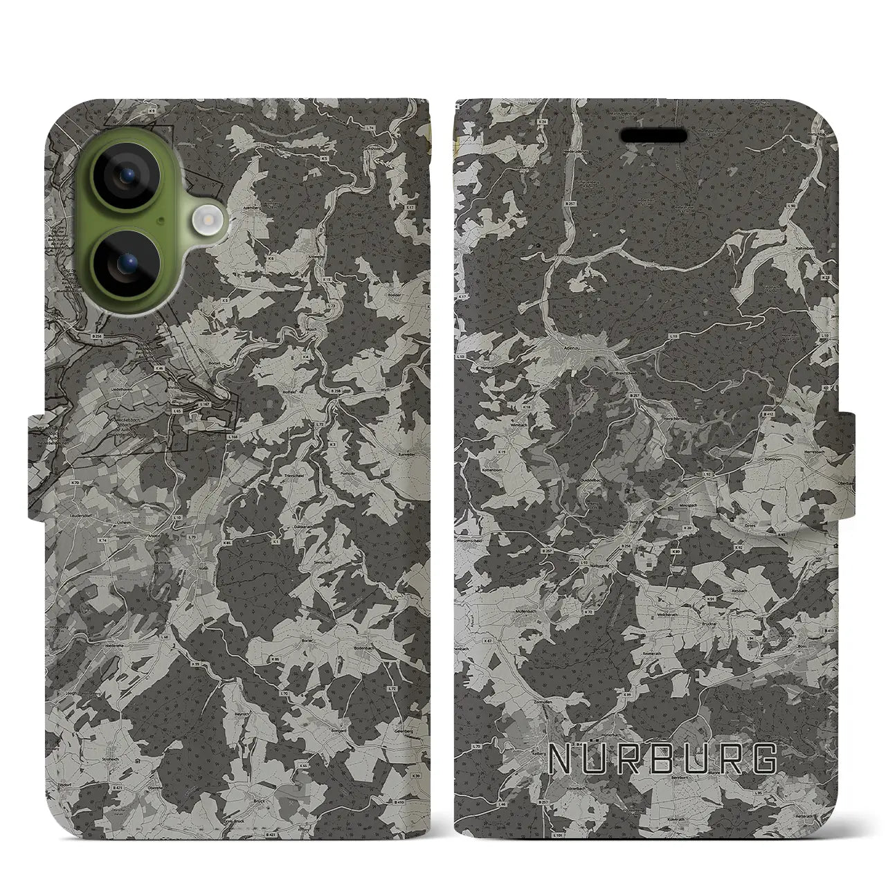 【ニュルブルク(ドイツ)】地図柄iPhoneケース(手帳タイプ)