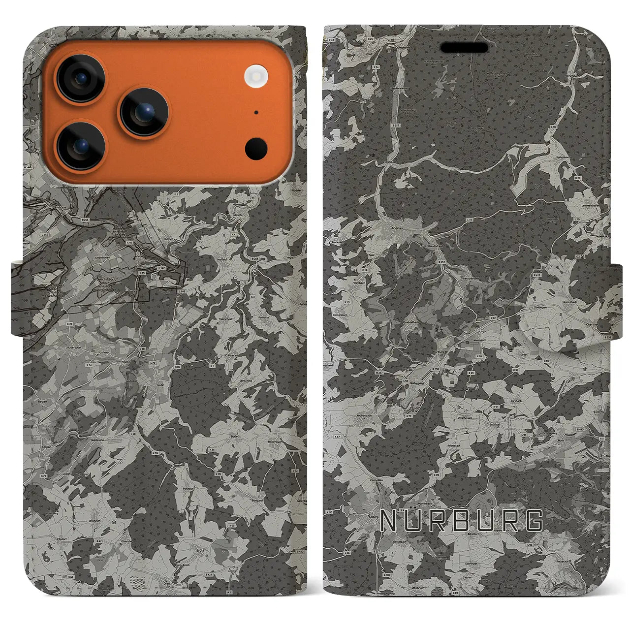 【ニュルブルク(ドイツ)】地図柄iPhoneケース(手帳タイプ)