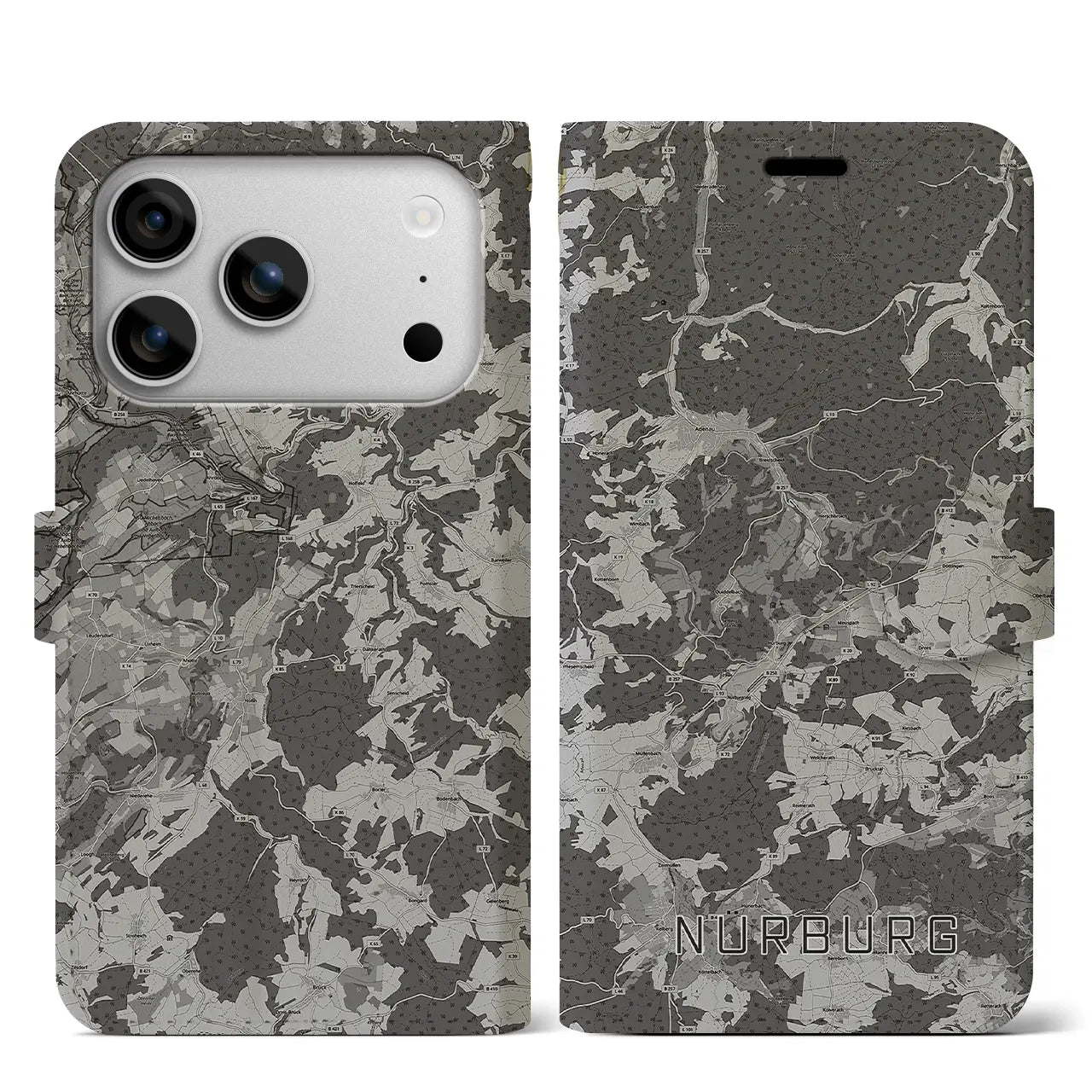 【ニュルブルク(ドイツ)】地図柄iPhoneケース(手帳タイプ)