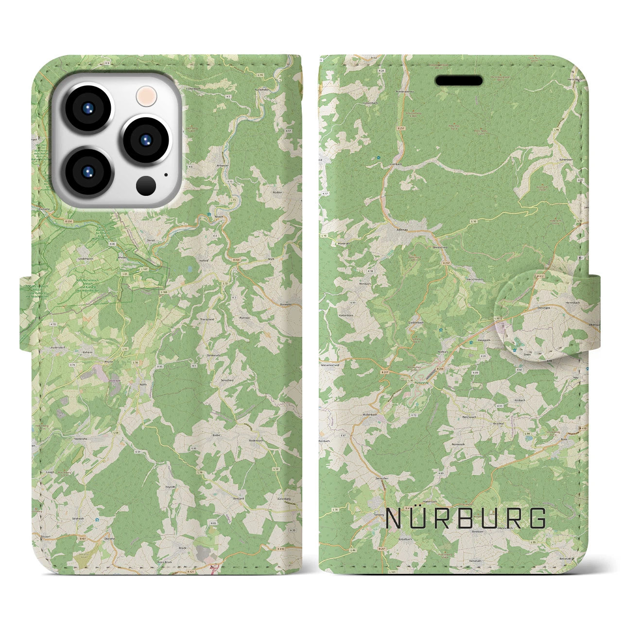 【ニュルブルク(ドイツ)】地図柄iPhoneケース(手帳タイプ)