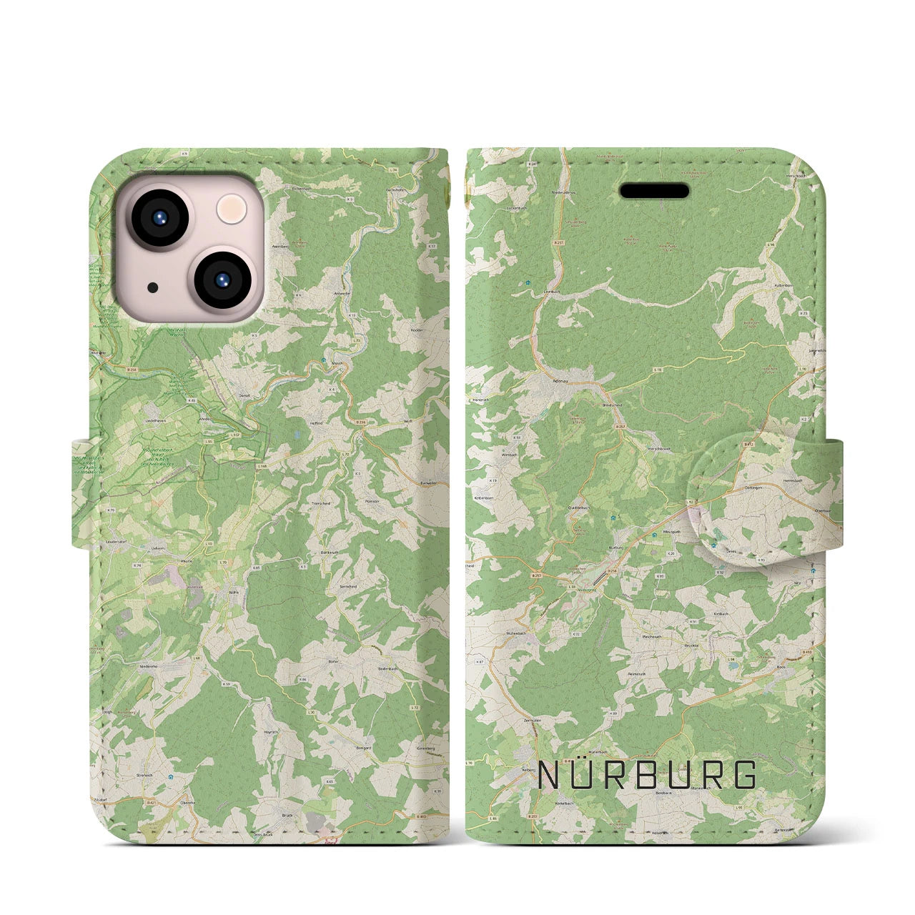 【ニュルブルク(ドイツ)】地図柄iPhoneケース(手帳タイプ)