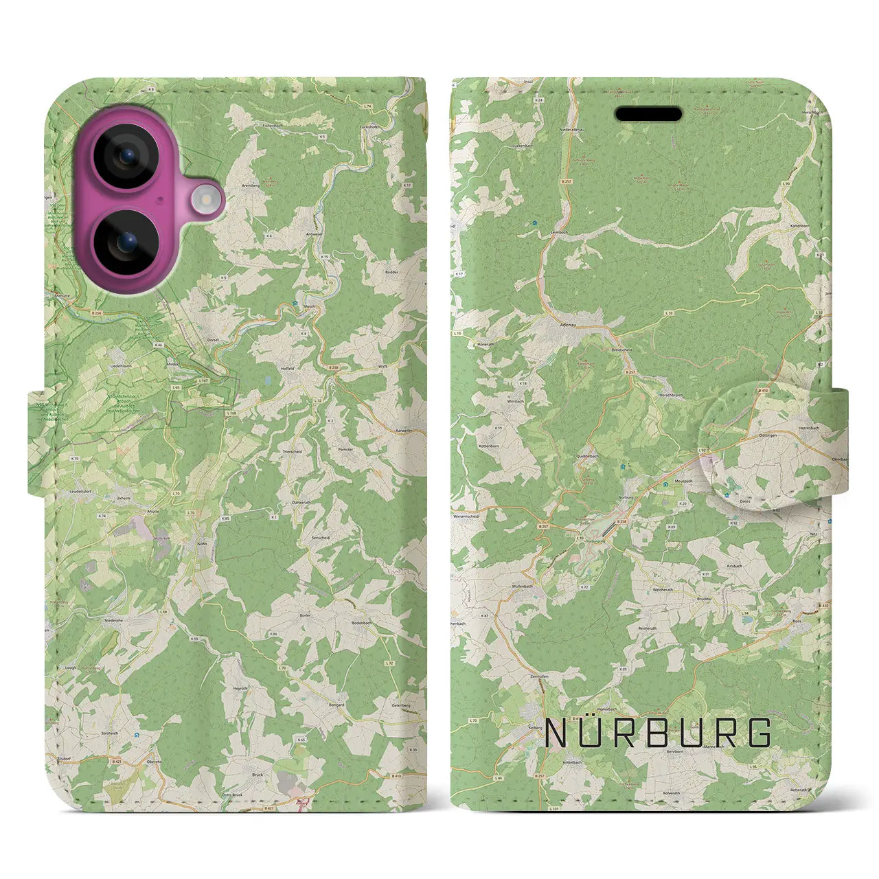 【ニュルブルク(ドイツ)】地図柄iPhoneケース(手帳タイプ)