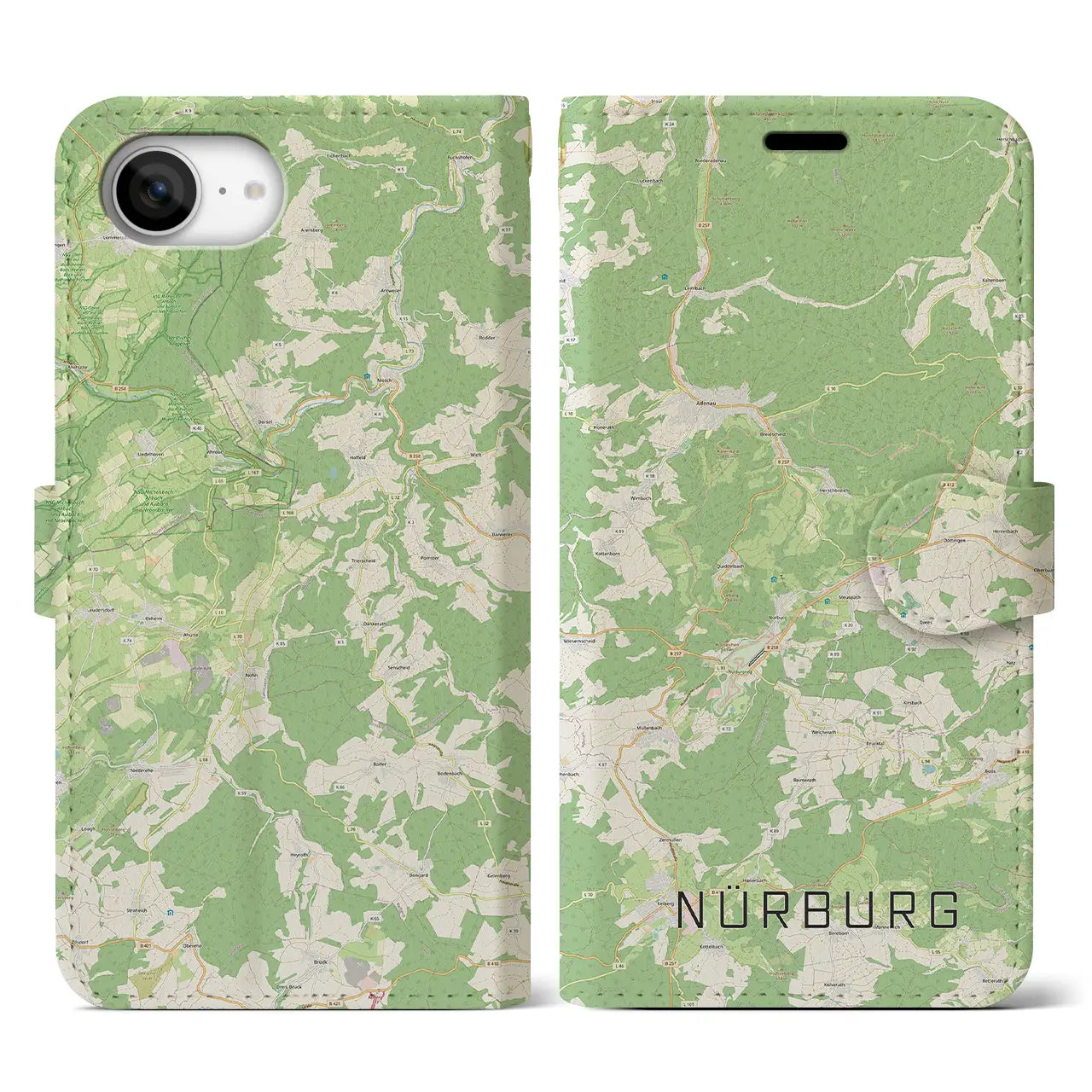 【ニュルブルク(ドイツ)】地図柄iPhoneケース(手帳タイプ)