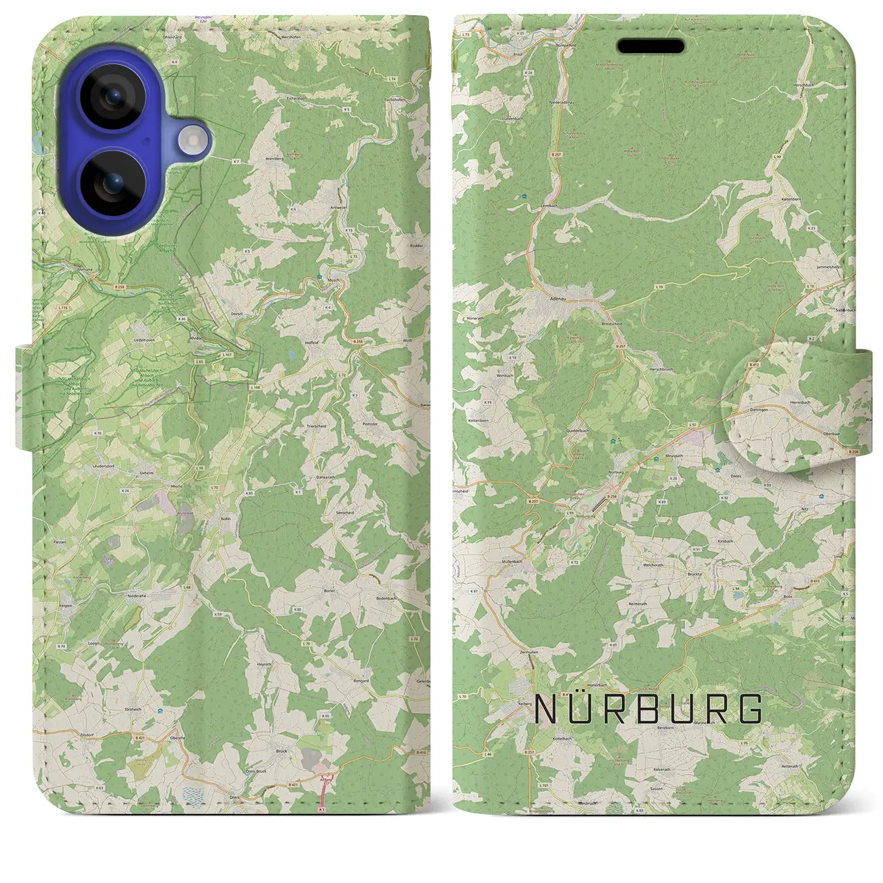 【ニュルブルク(ドイツ)】地図柄iPhoneケース(手帳タイプ)